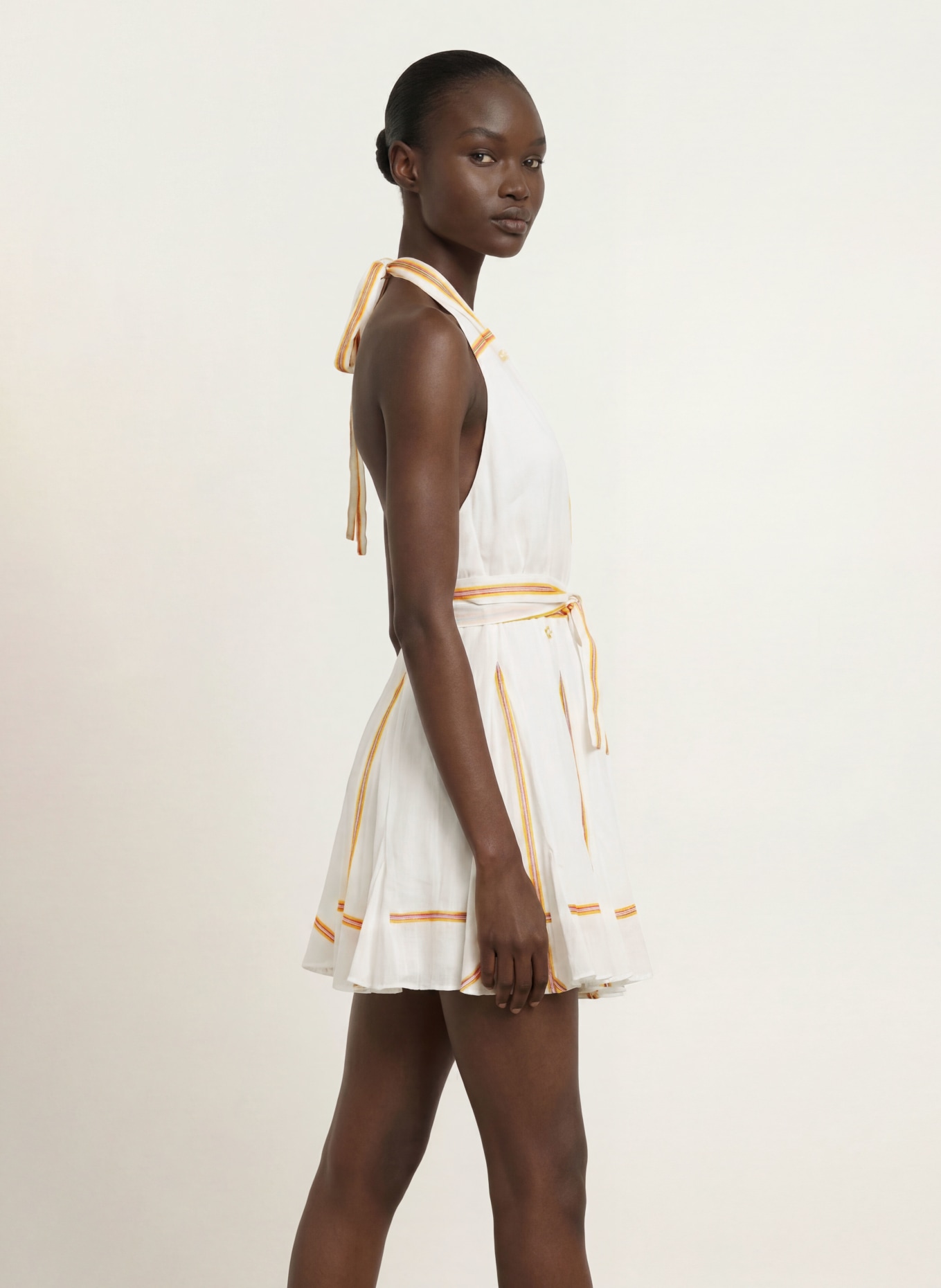 maje Kleid: WEISS / DUNKELORANGE / GELB