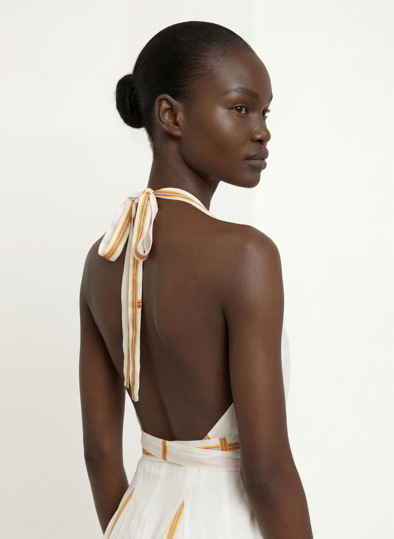 maje Kleid: WEISS / DUNKELORANGE / GELB