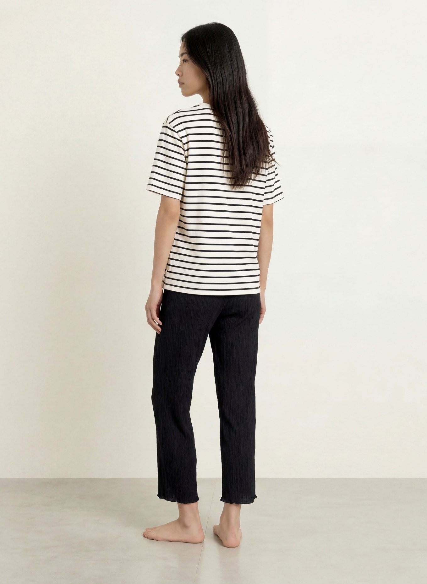CALIDA Schlafshirt FAVOURITES LAYERING: CREME / SCHWARZ