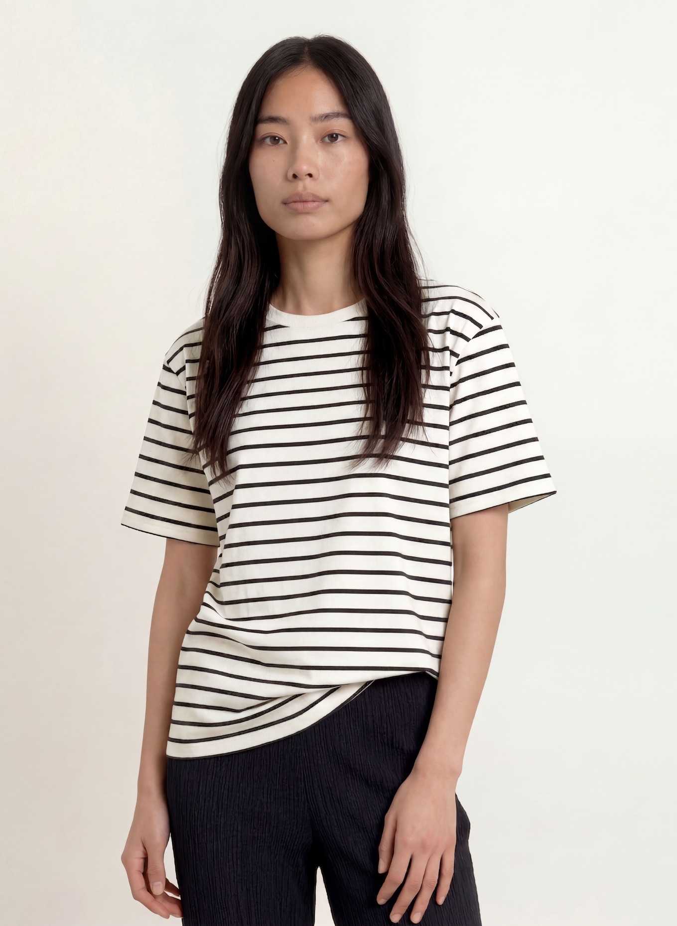 CALIDA Schlafshirt FAVOURITES LAYERING: CREME / SCHWARZ
