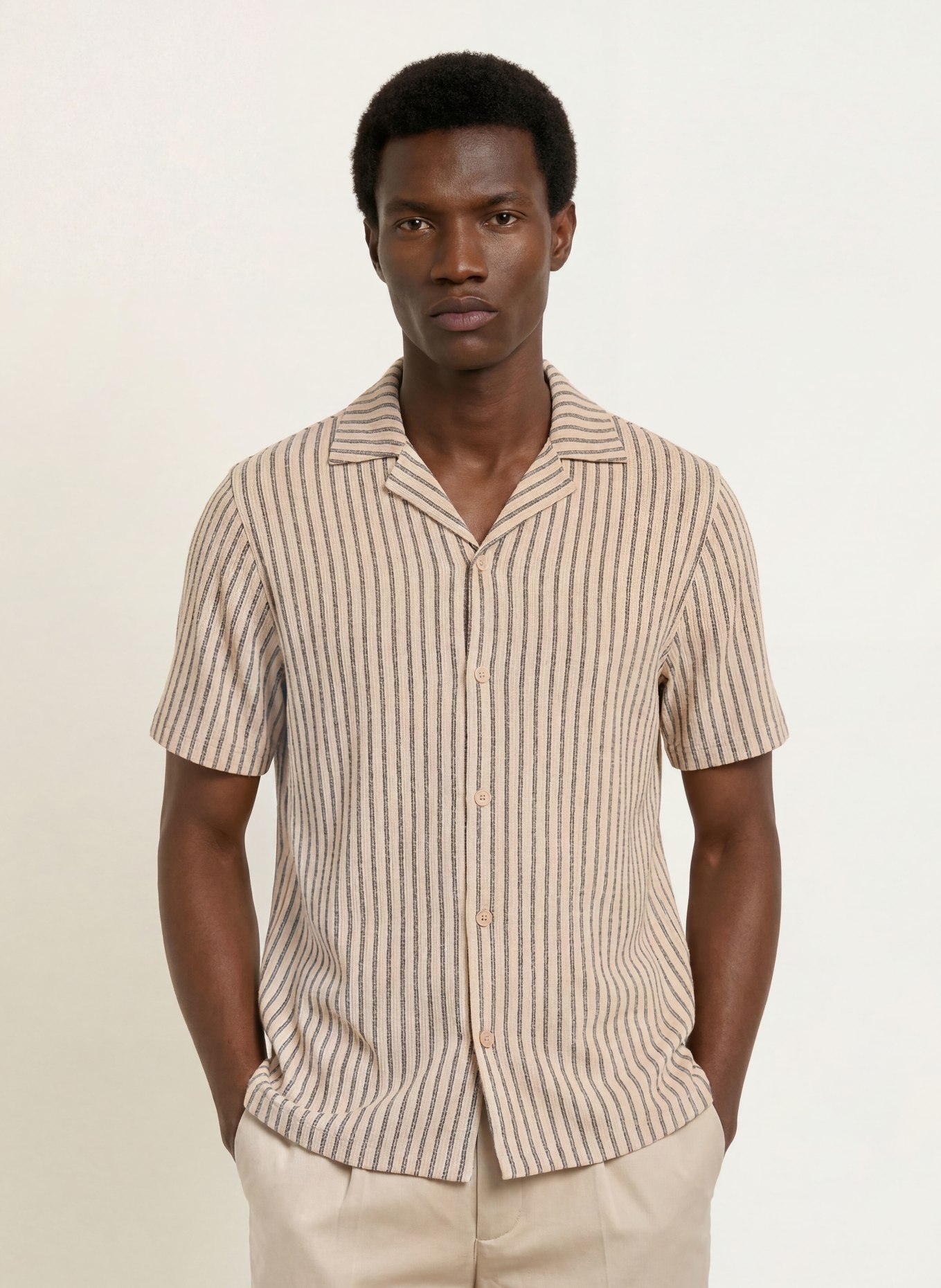 REISS Resorthemd GRIFF Comfort Fit: BEIGE / GRAU