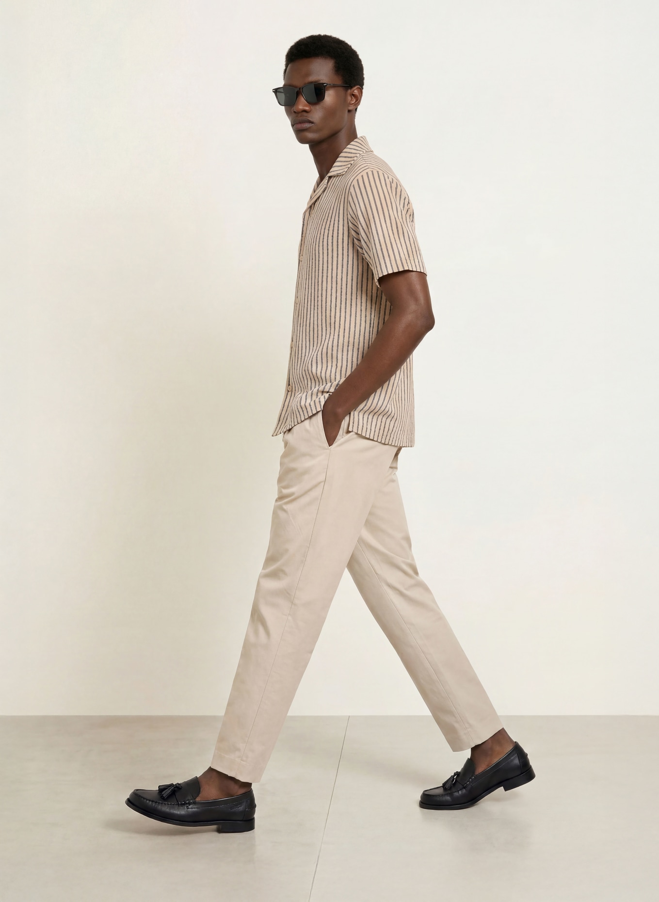 REISS Resorthemd GRIFF Comfort Fit: BEIGE / GRAU