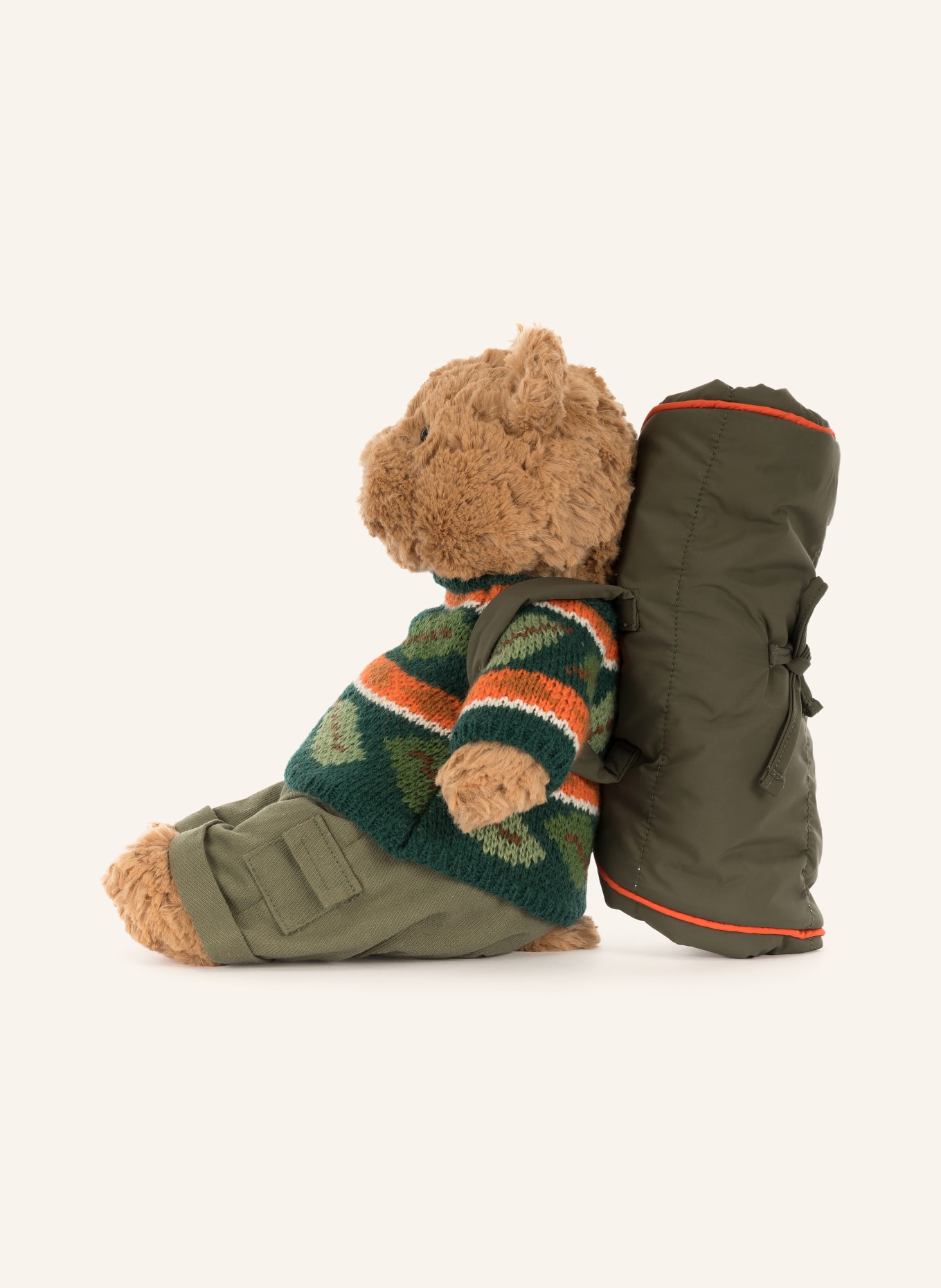 Jellycat Pluche speelgoed BARTHOLOMEW BEAR HIKING OUTFIT: CAMEL / ORANJE / GROEN