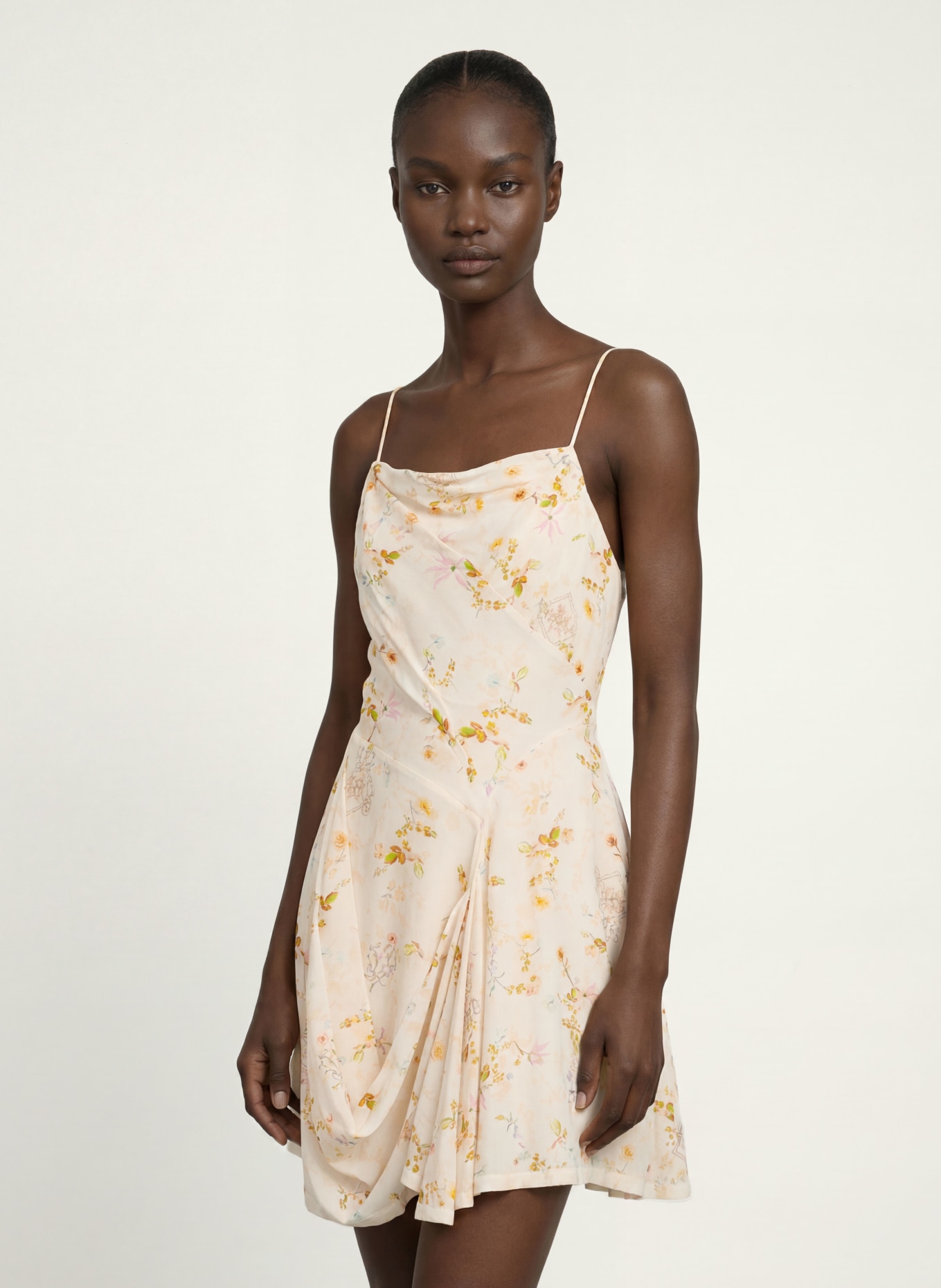ALLSAINTS Kleid CLAIRE: CREME / ORANGE / GRÜN