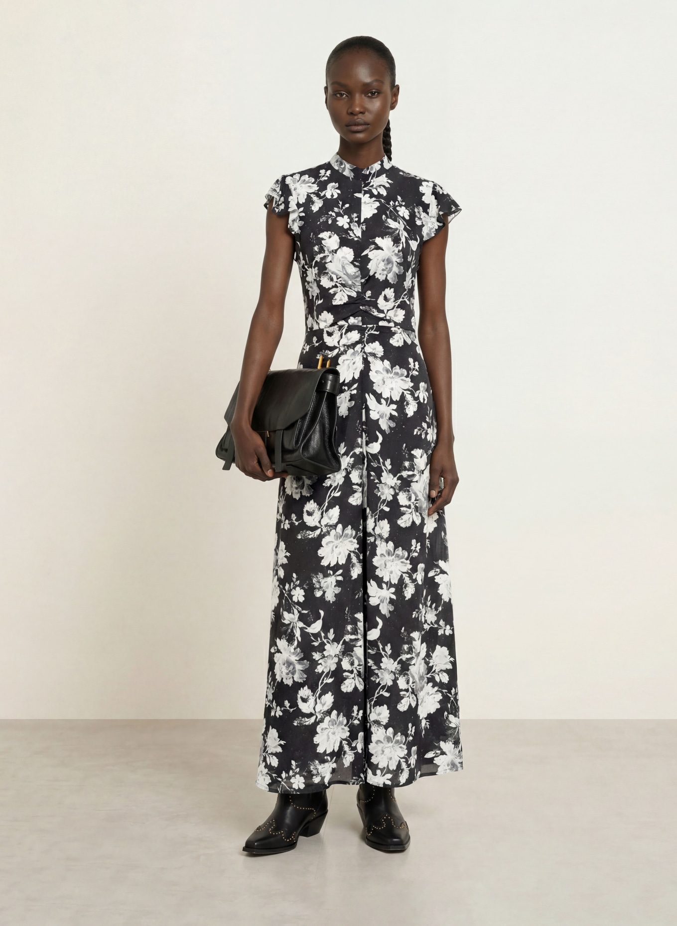 ALLSAINTS Kleid LOLITA: SCHWARZ / HELLGRAU / GRAU