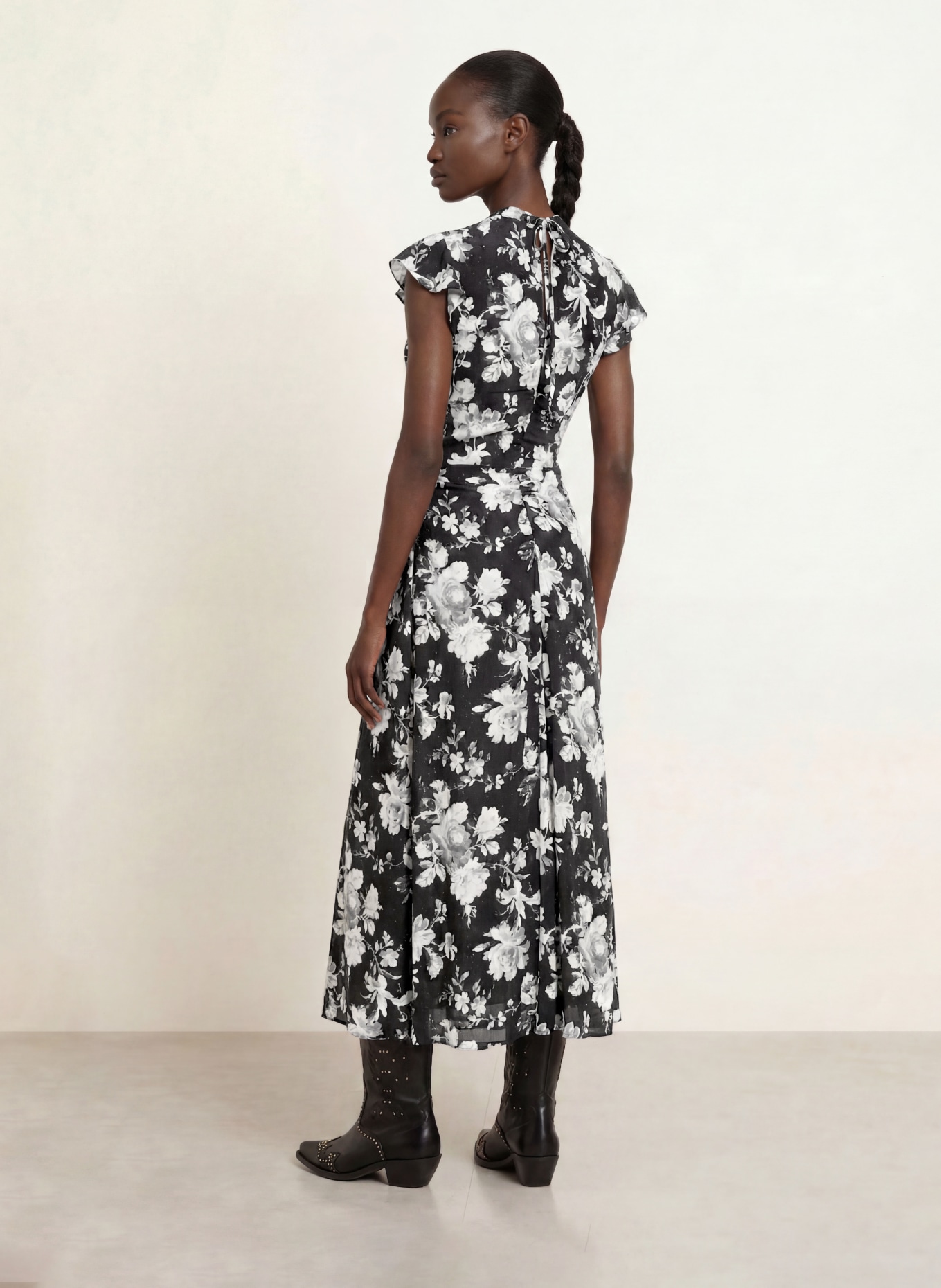 ALLSAINTS Kleid LOLITA: SCHWARZ / HELLGRAU / GRAU