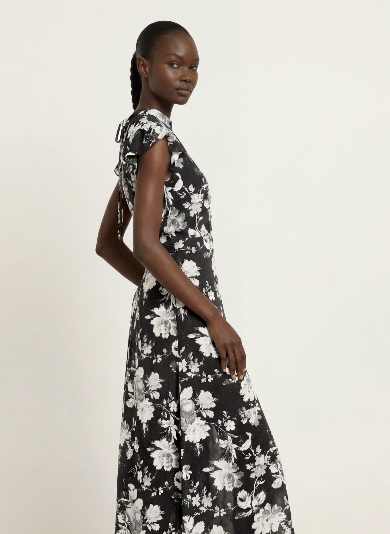 ALLSAINTS Kleid LOLITA: SCHWARZ / HELLGRAU / GRAU