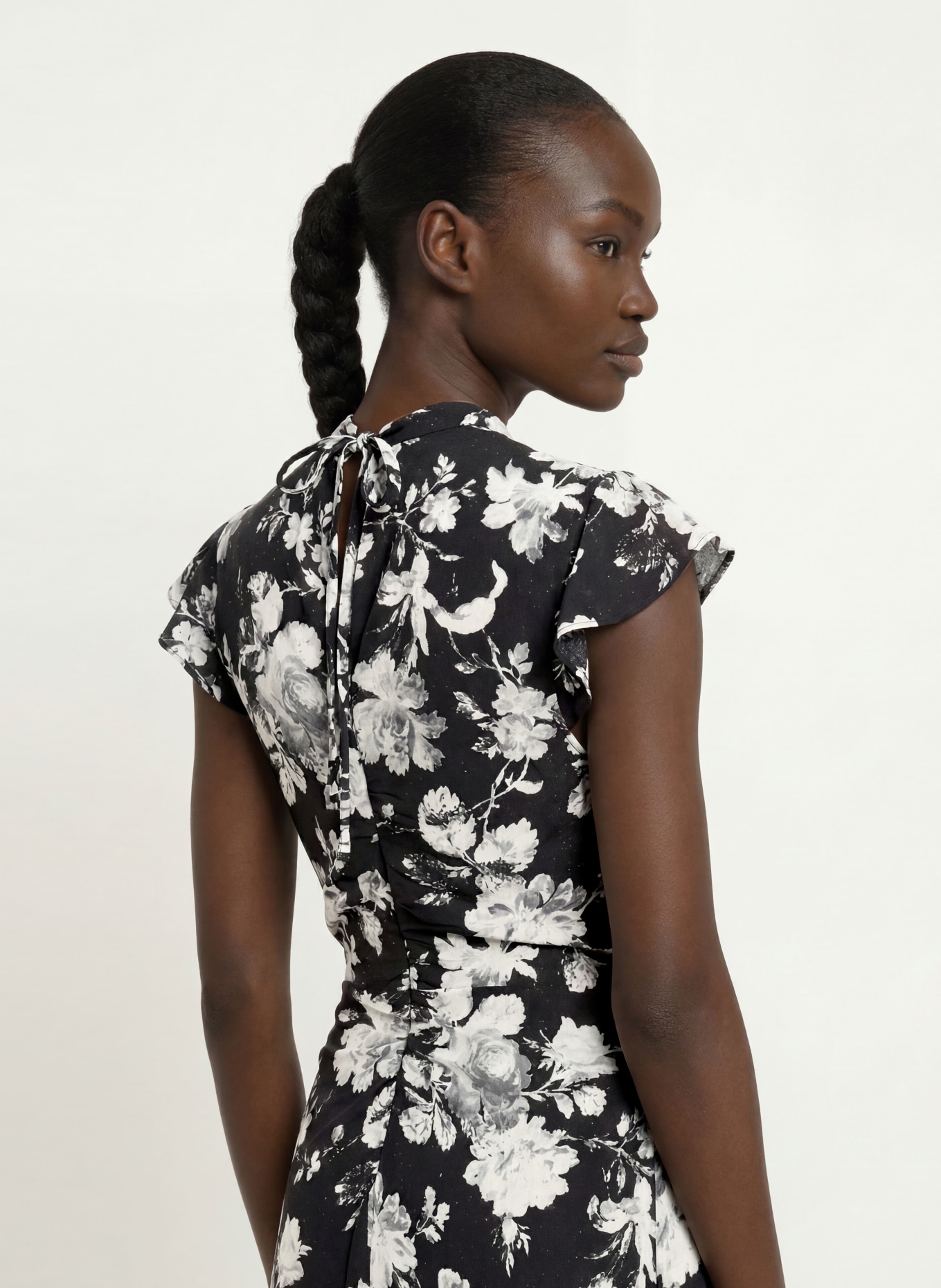 ALLSAINTS Kleid LOLITA: SCHWARZ / HELLGRAU / GRAU