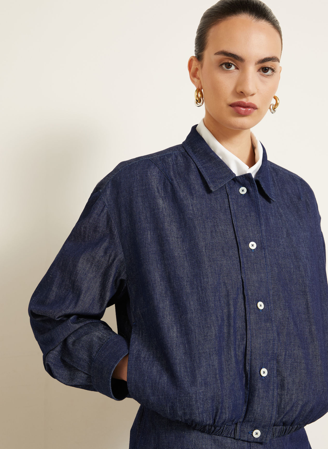 JIL SANDER Blouson in Jeansoptik: DUNKELBLAU