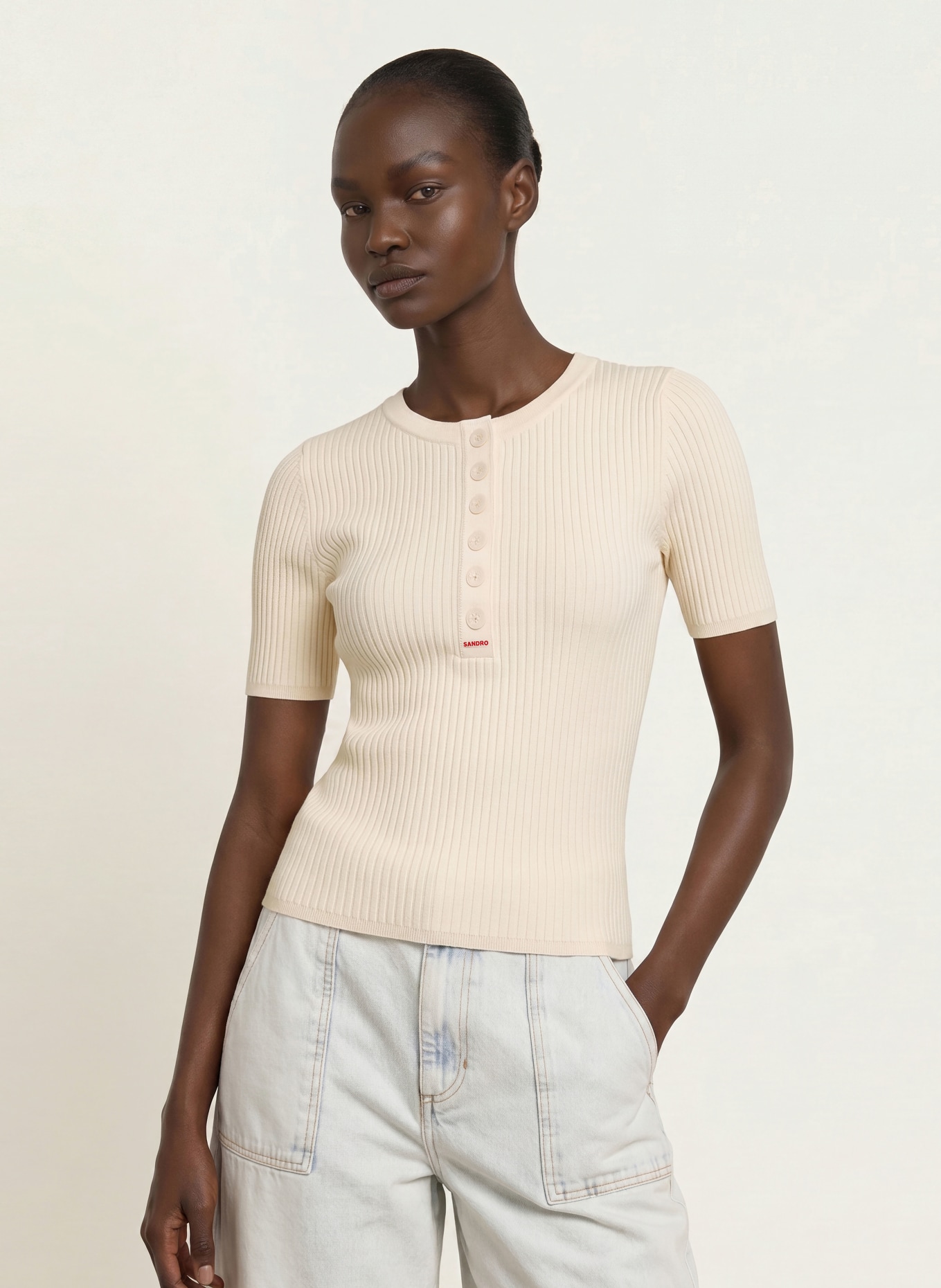SANDRO Strickshirt: ECRU
