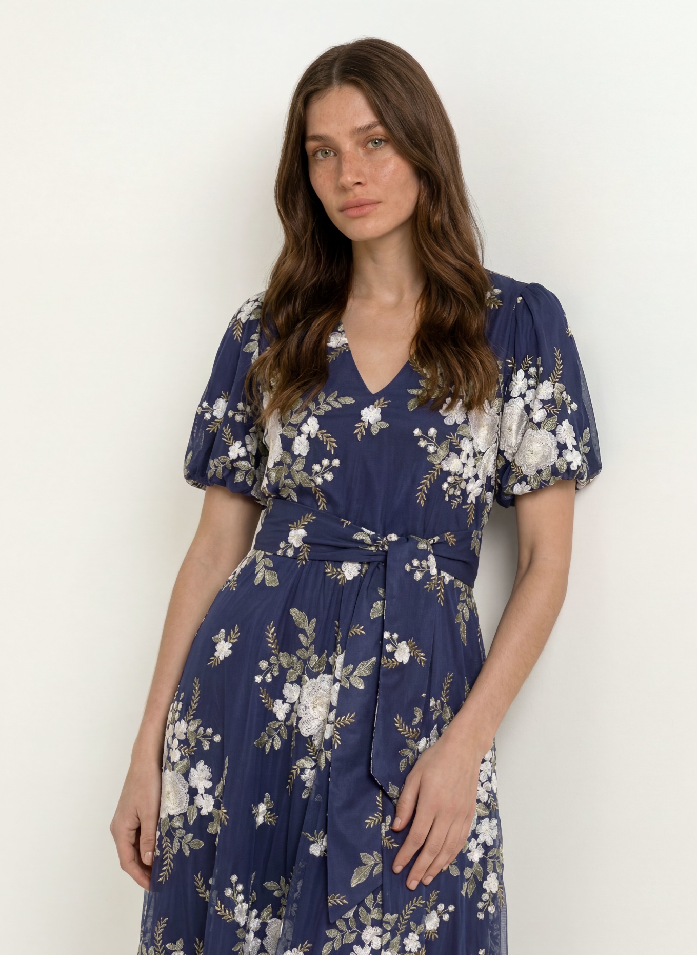 HOBBS Kleid IRA: DUNKELBLAU / GRÜN / WEISS