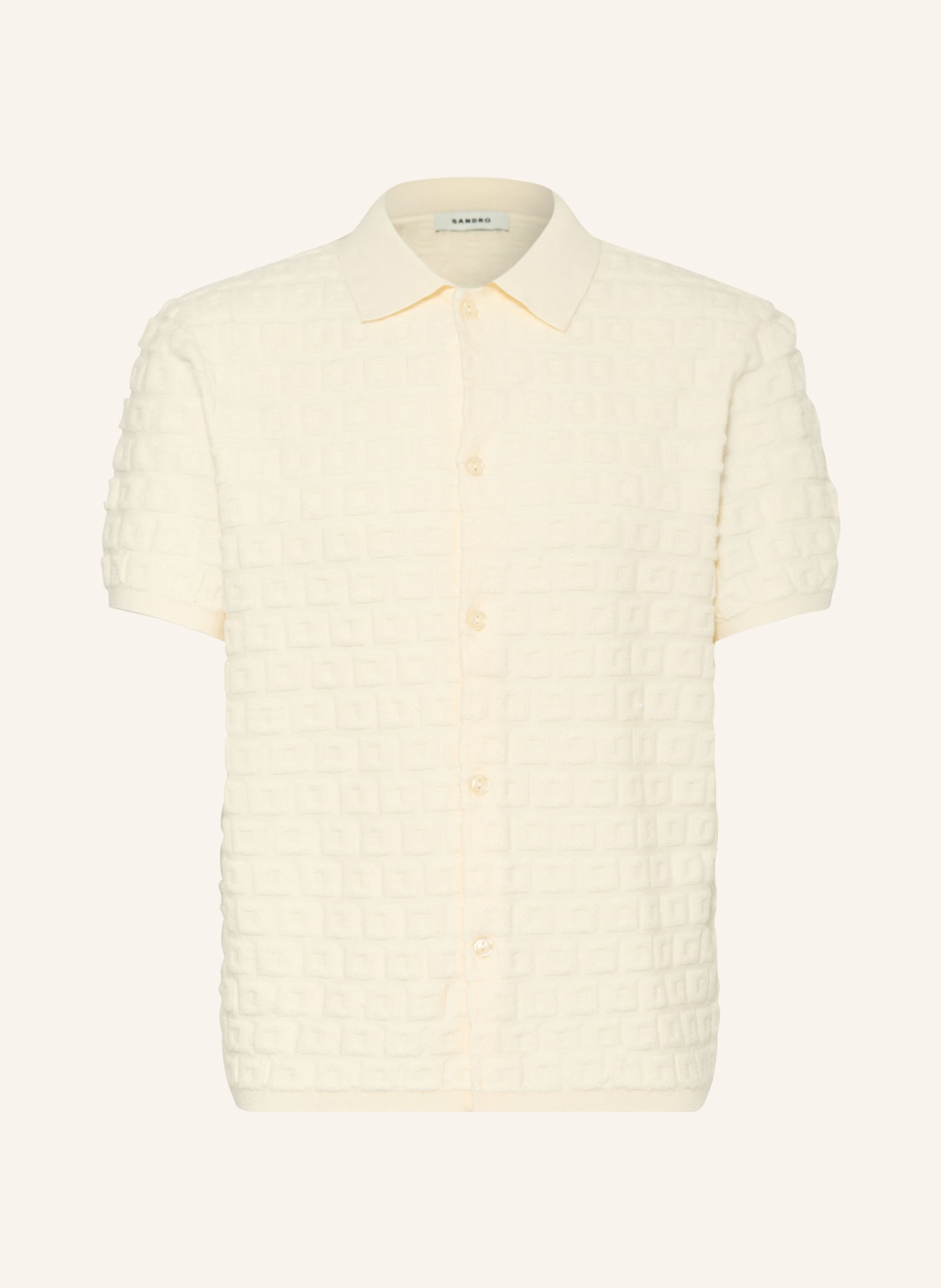 SANDRO Kurzarm-Hemd Comfort Fit: ECRU