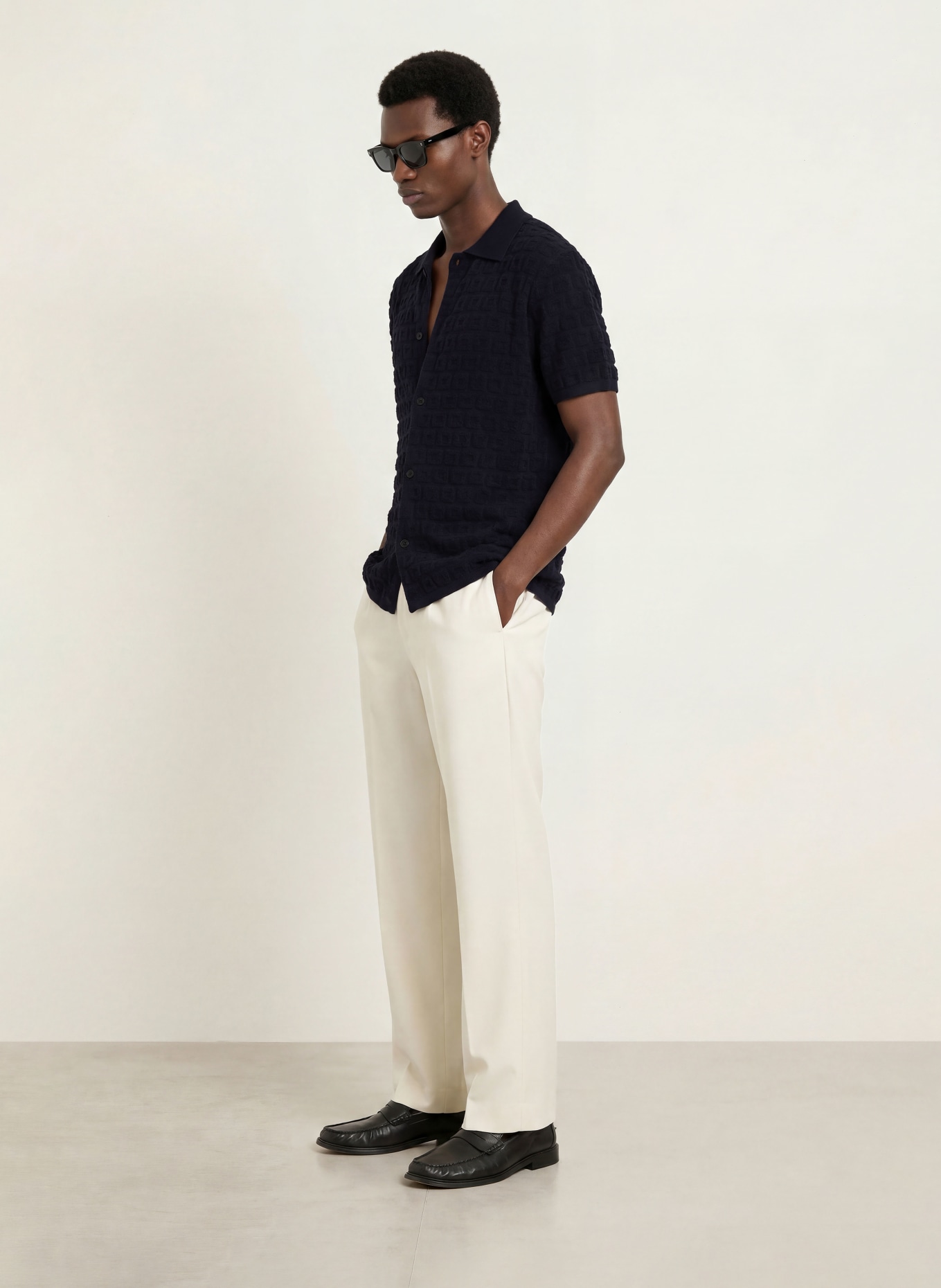 SANDRO Kurzarm-Hemd Comfort Fit: DUNKELBLAU