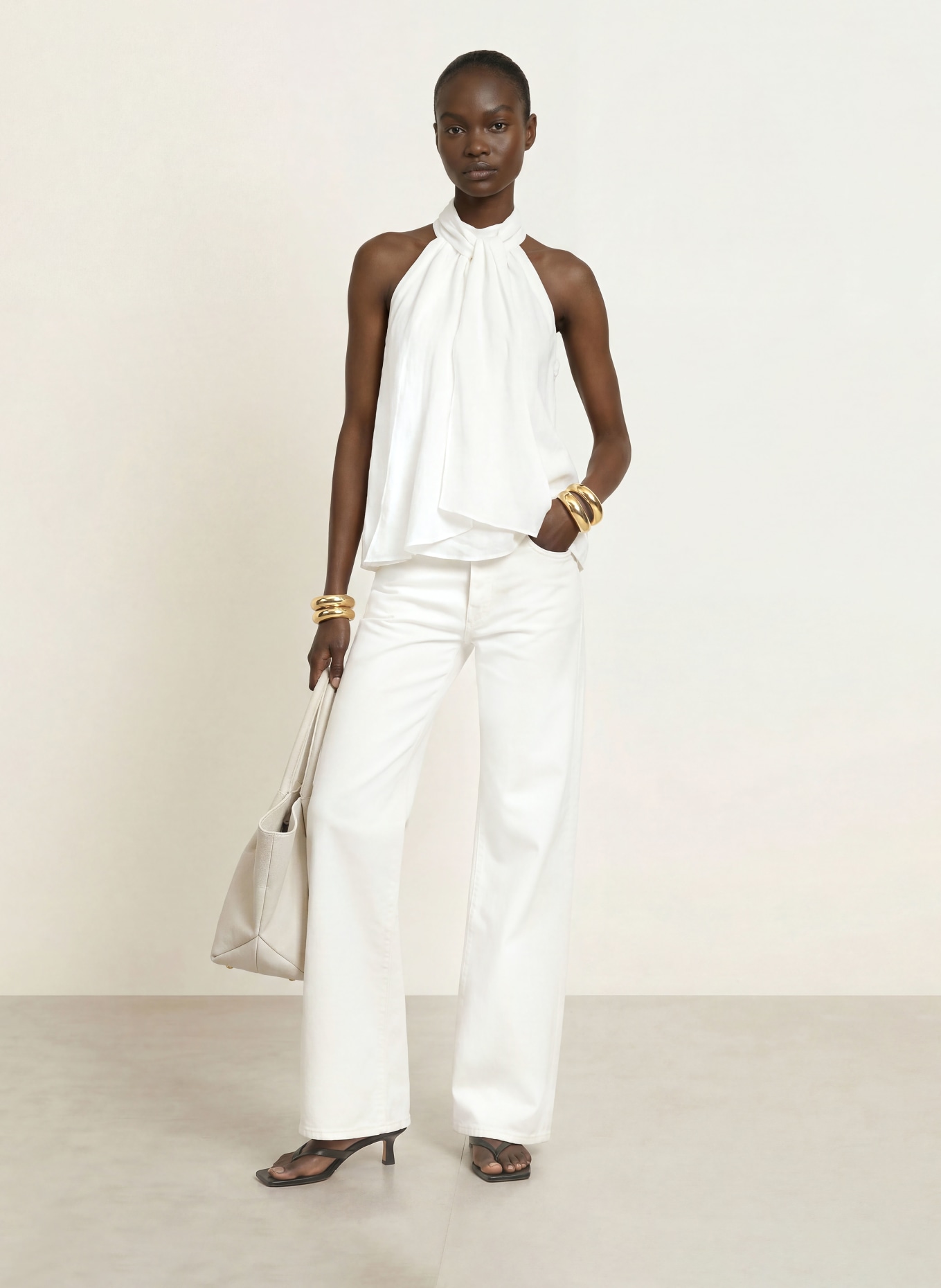 REISS Blusentop ANDI aus Leinen mit Schluppe: WEISS