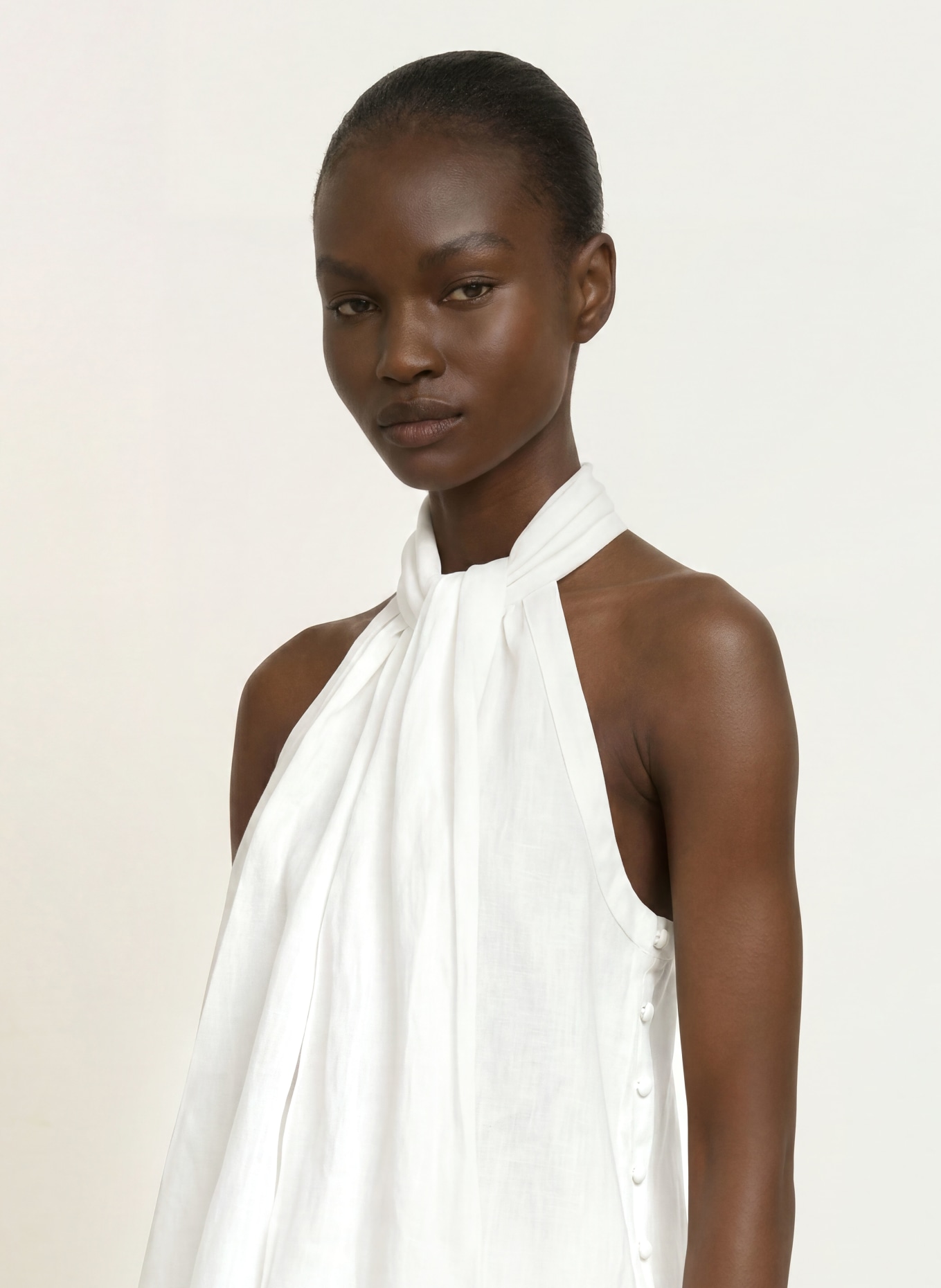 REISS Blusentop ANDI aus Leinen mit Schluppe: WEISS