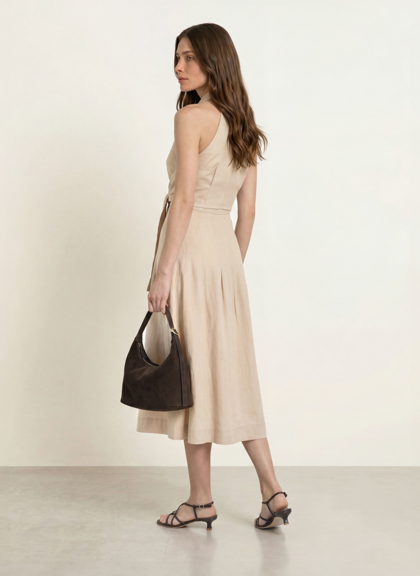 REISS Leinenkleid TARA: BEIGE