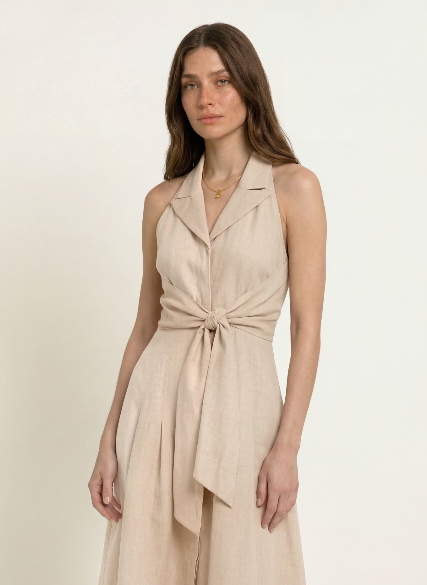 REISS Leinenkleid TARA: BEIGE