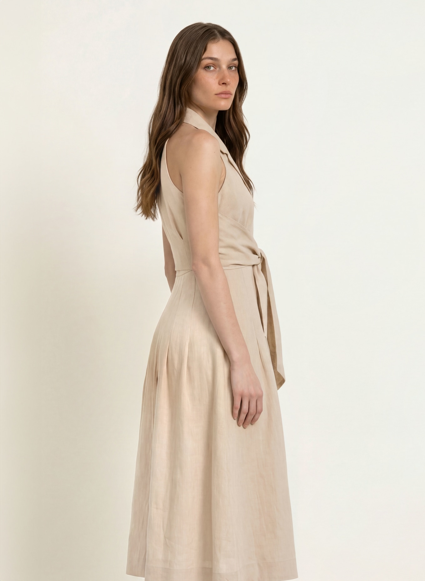 REISS Leinenkleid TARA: BEIGE