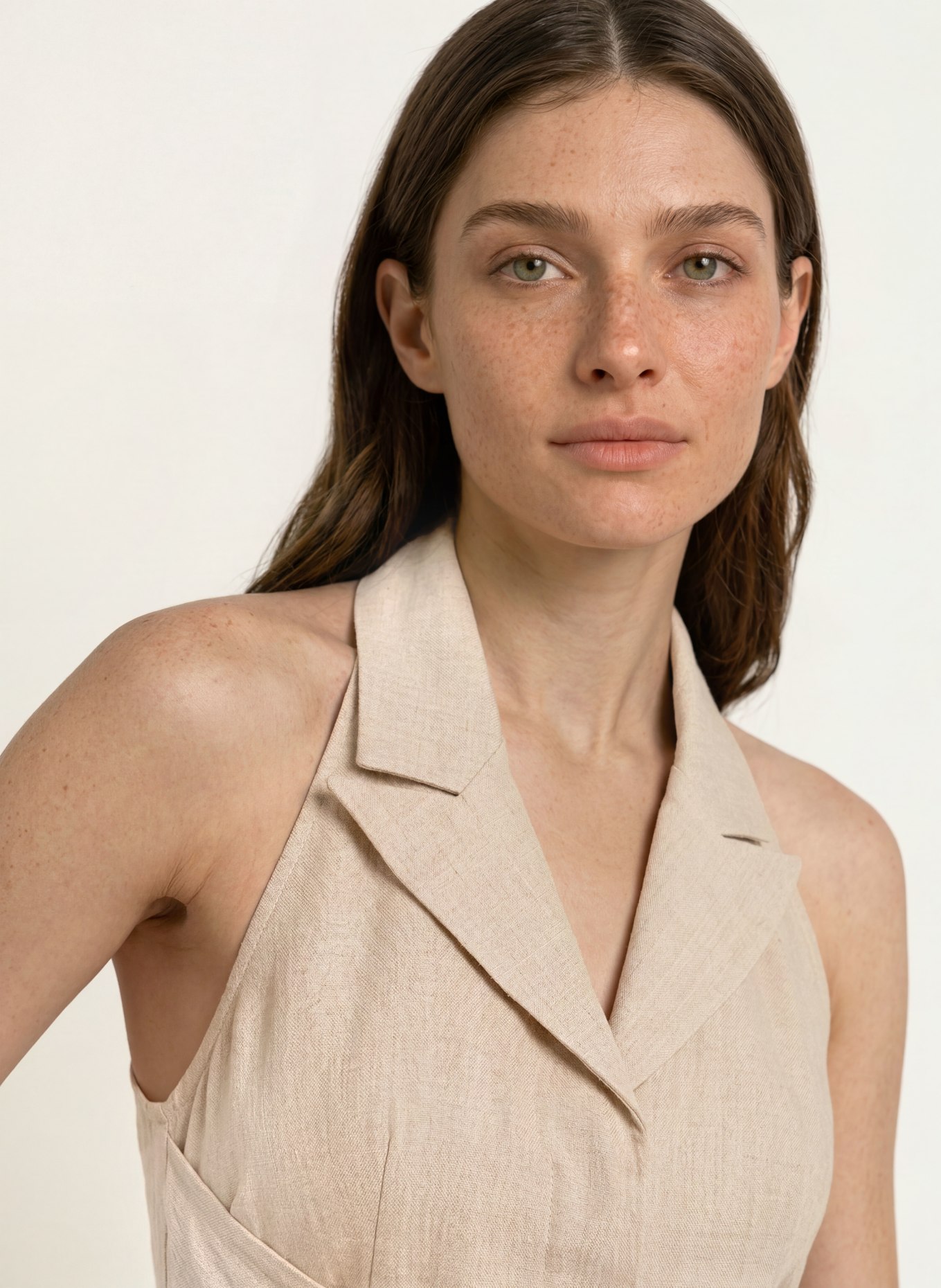 REISS Leinenkleid TARA: BEIGE