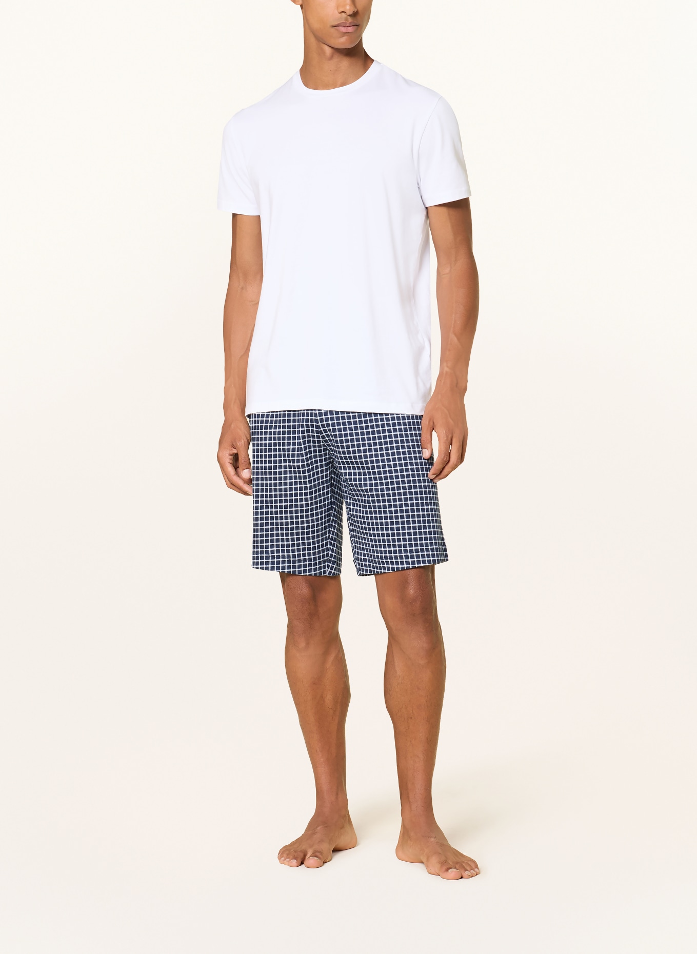 mey Pyjamashorts uit de WHITE CHECK-serie: DONKERBLAUW / WIT