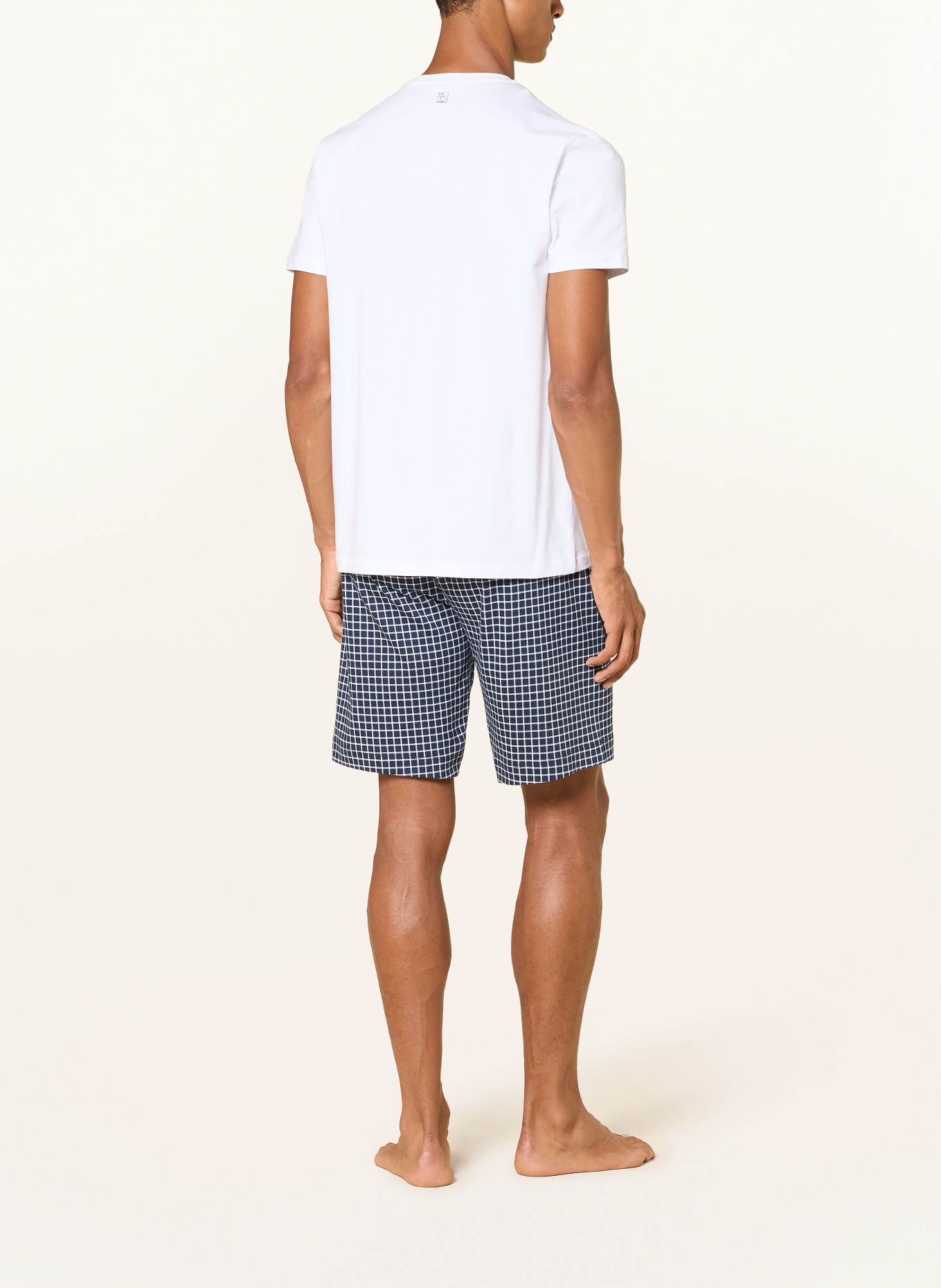 mey Pyjamashorts uit de WHITE CHECK-serie: DONKERBLAUW / WIT