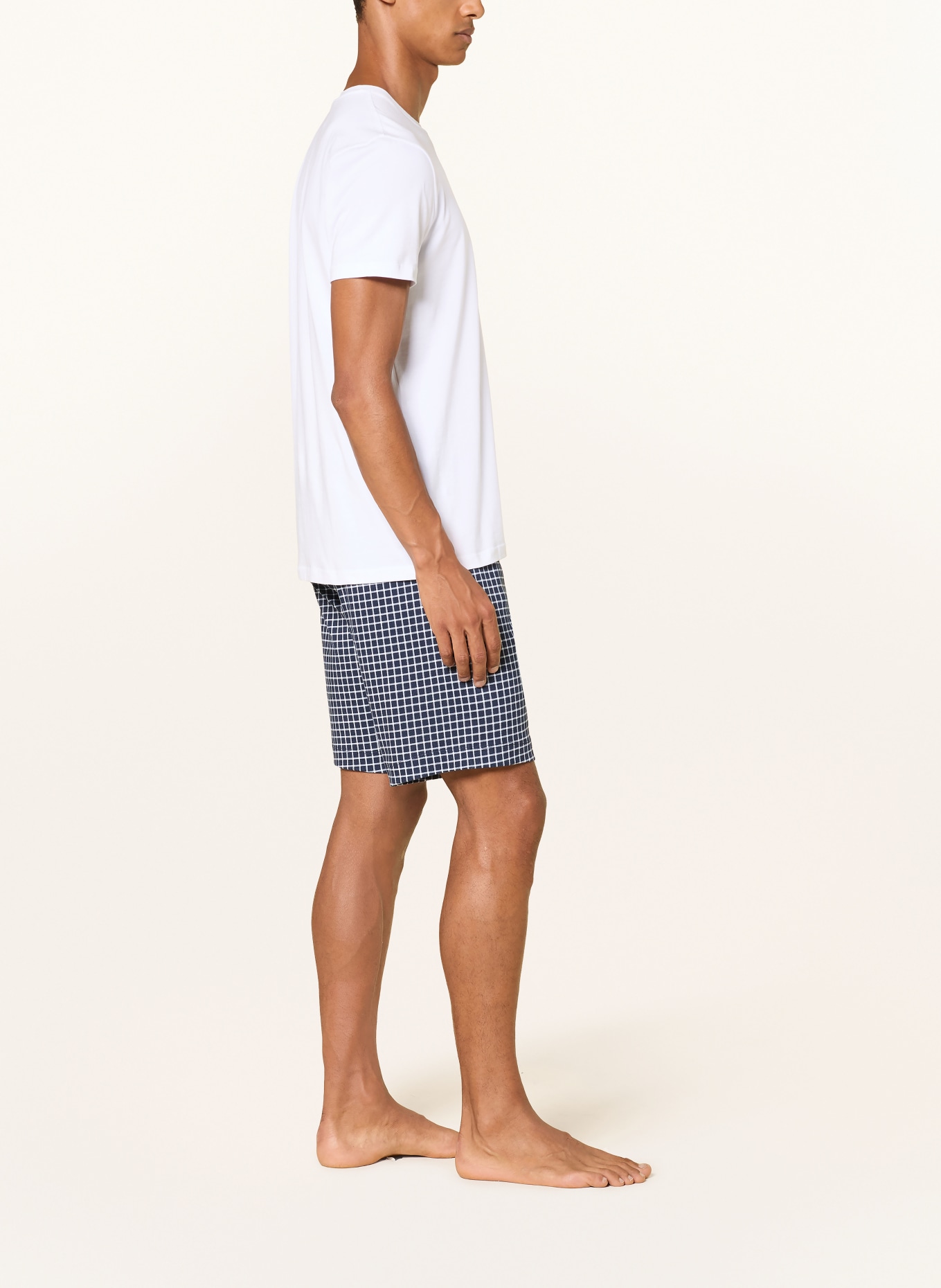 mey Pyjamashorts uit de WHITE CHECK-serie: DONKERBLAUW / WIT