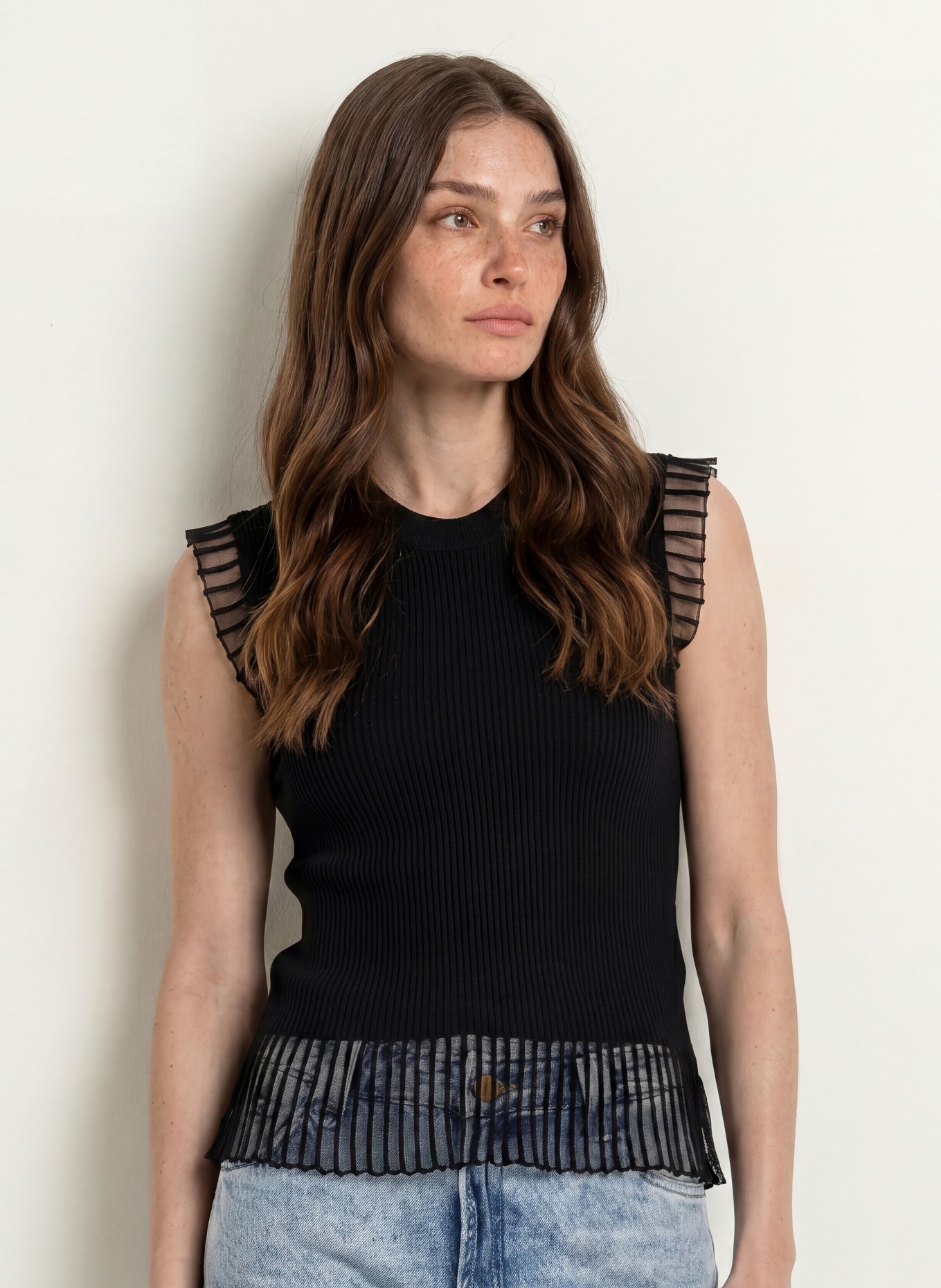 CLAUDIE PIERLOT Stricktop: SCHWARZ