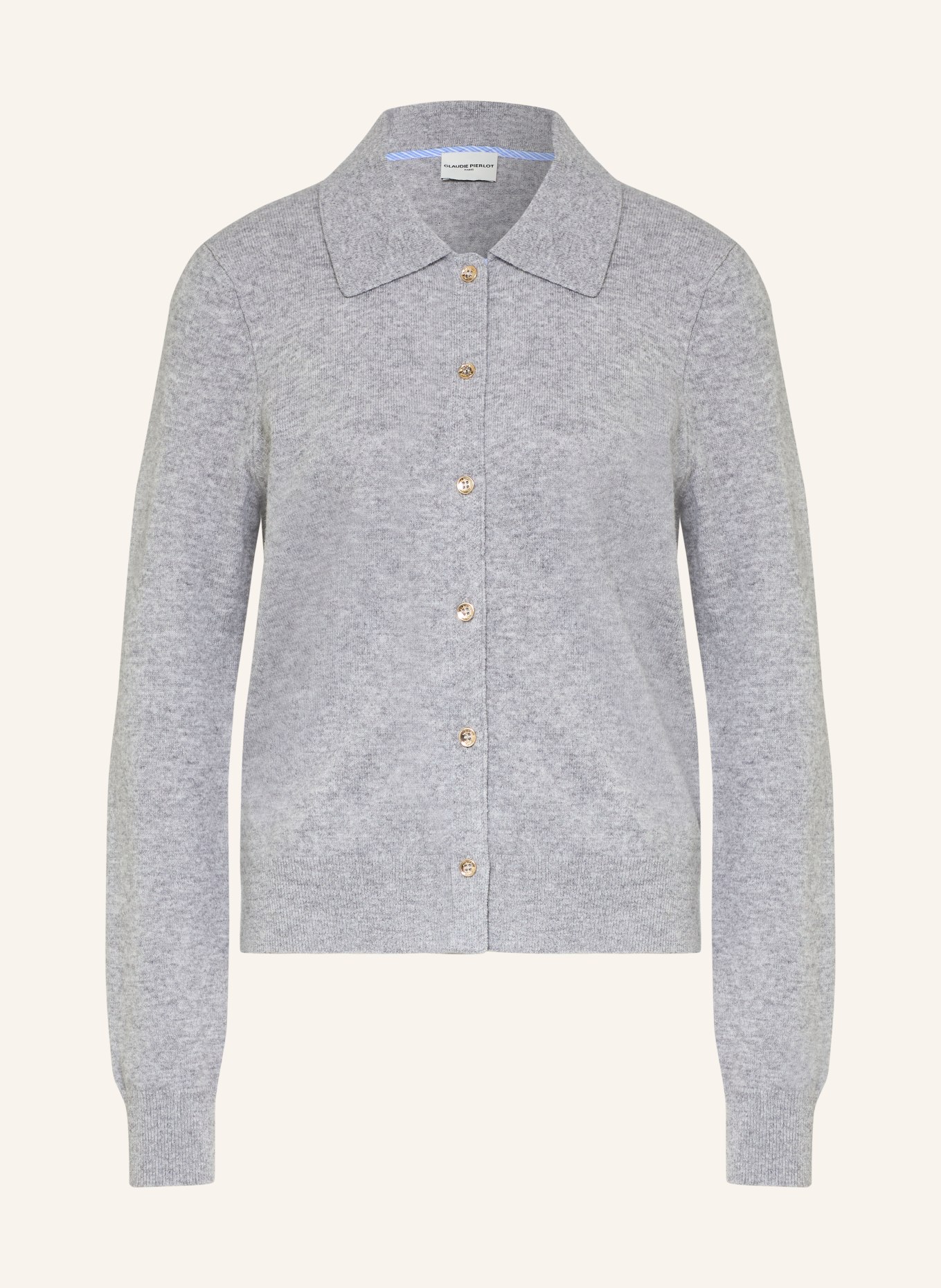 CLAUDIE PIERLOT Strickjacke: GRAU / HELLBLAU / WEISS