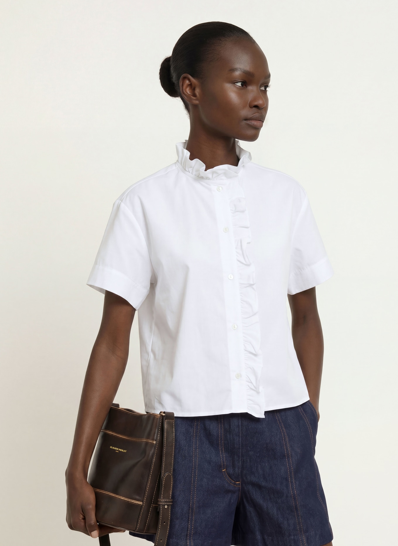 CLAUDIE PIERLOT Bluse mit Rüschen: WEISS