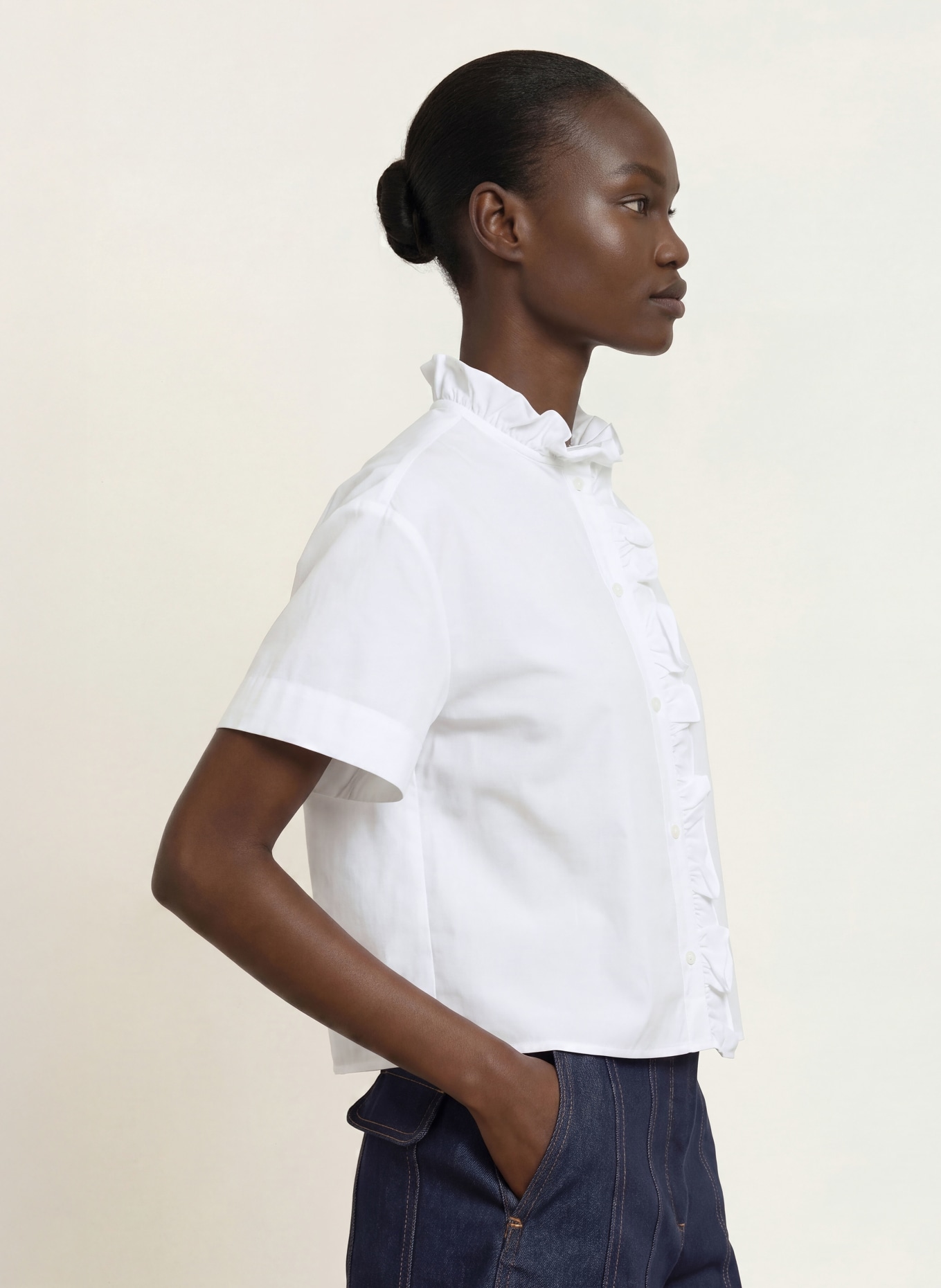 CLAUDIE PIERLOT Bluse mit Rüschen: WEISS