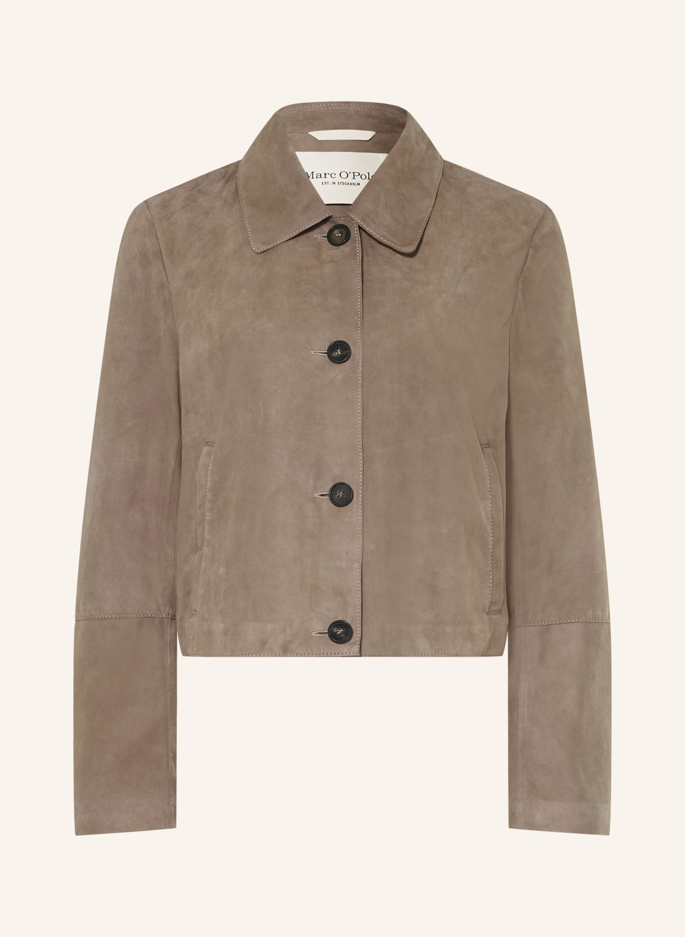 Marc O'Polo Leder-Overshirt: TAUPE