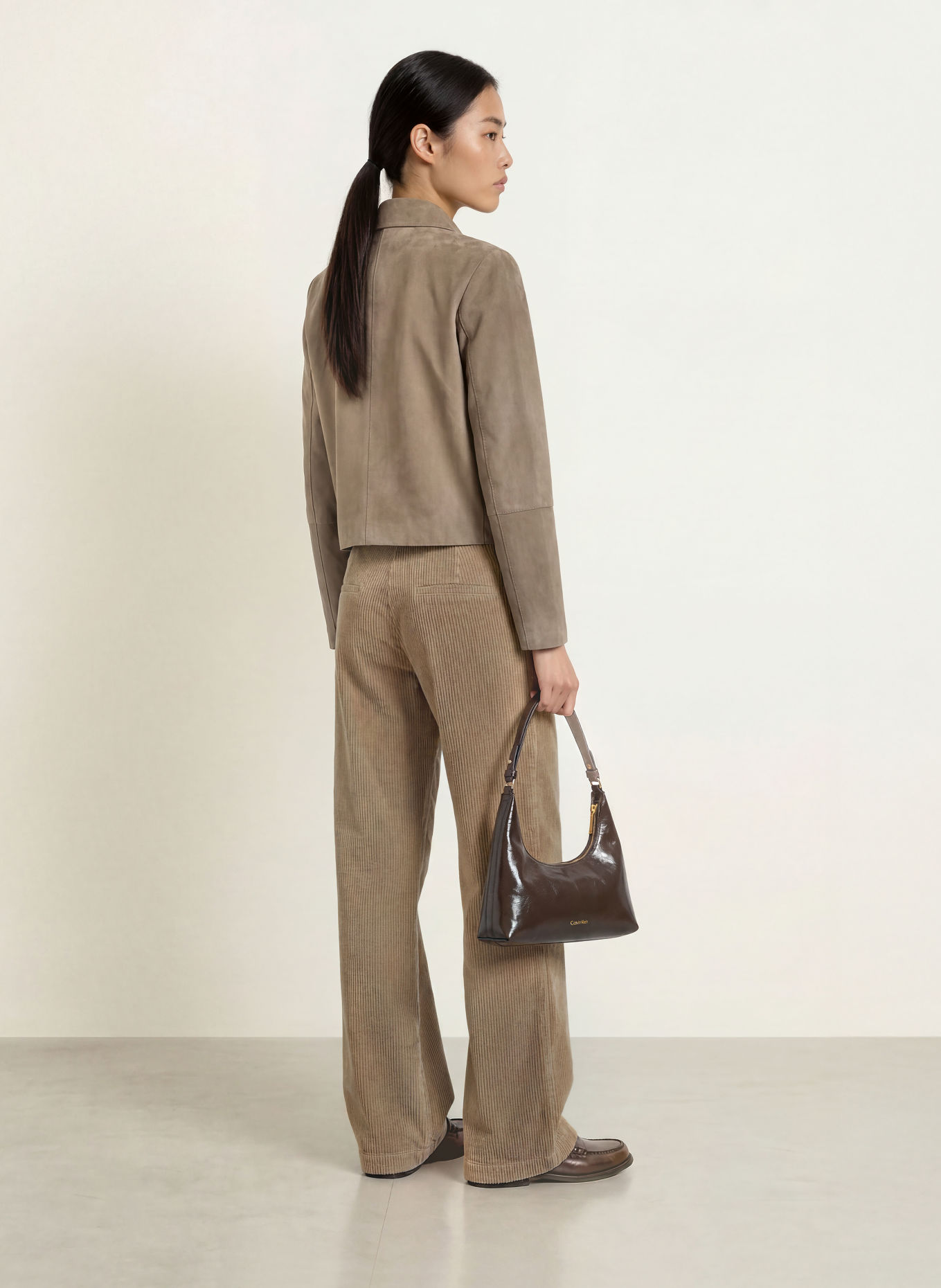 Marc O'Polo Leder-Overshirt: TAUPE