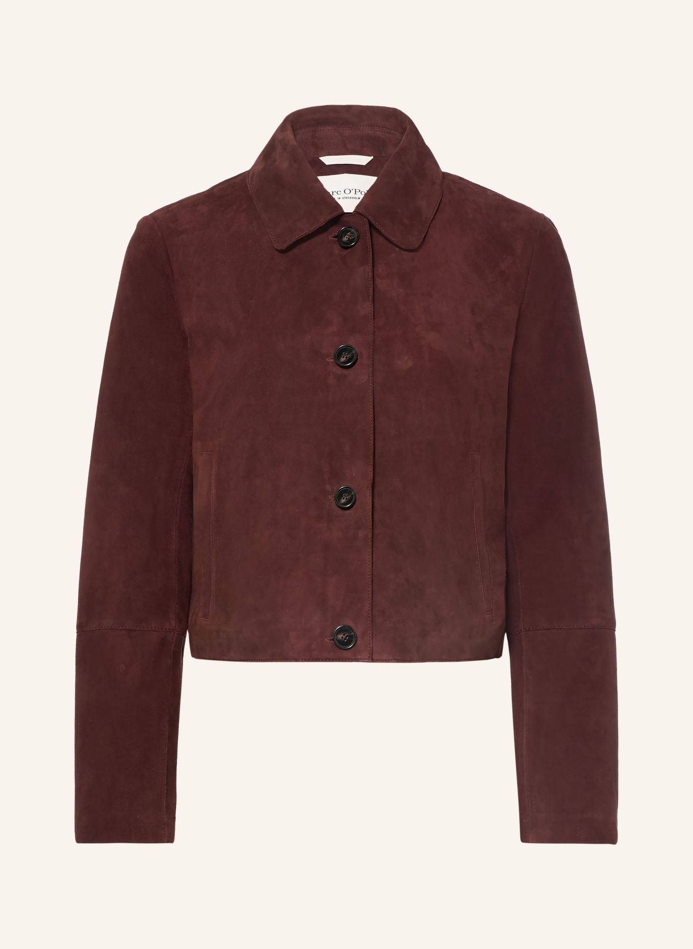 Marc O'Polo Leder-Overshirt: DUNKELROT