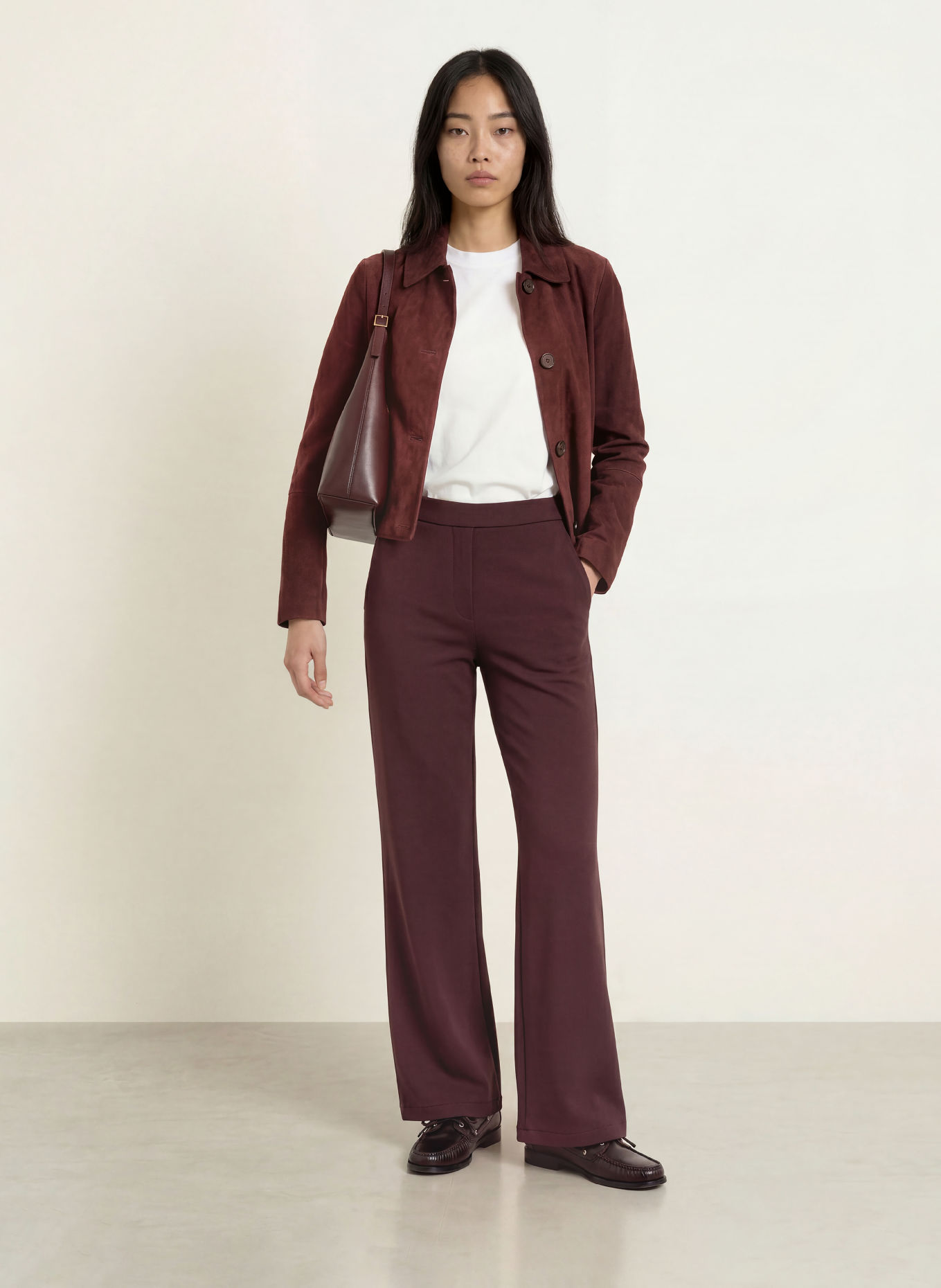 Marc O'Polo Leder-Overshirt: DUNKELROT
