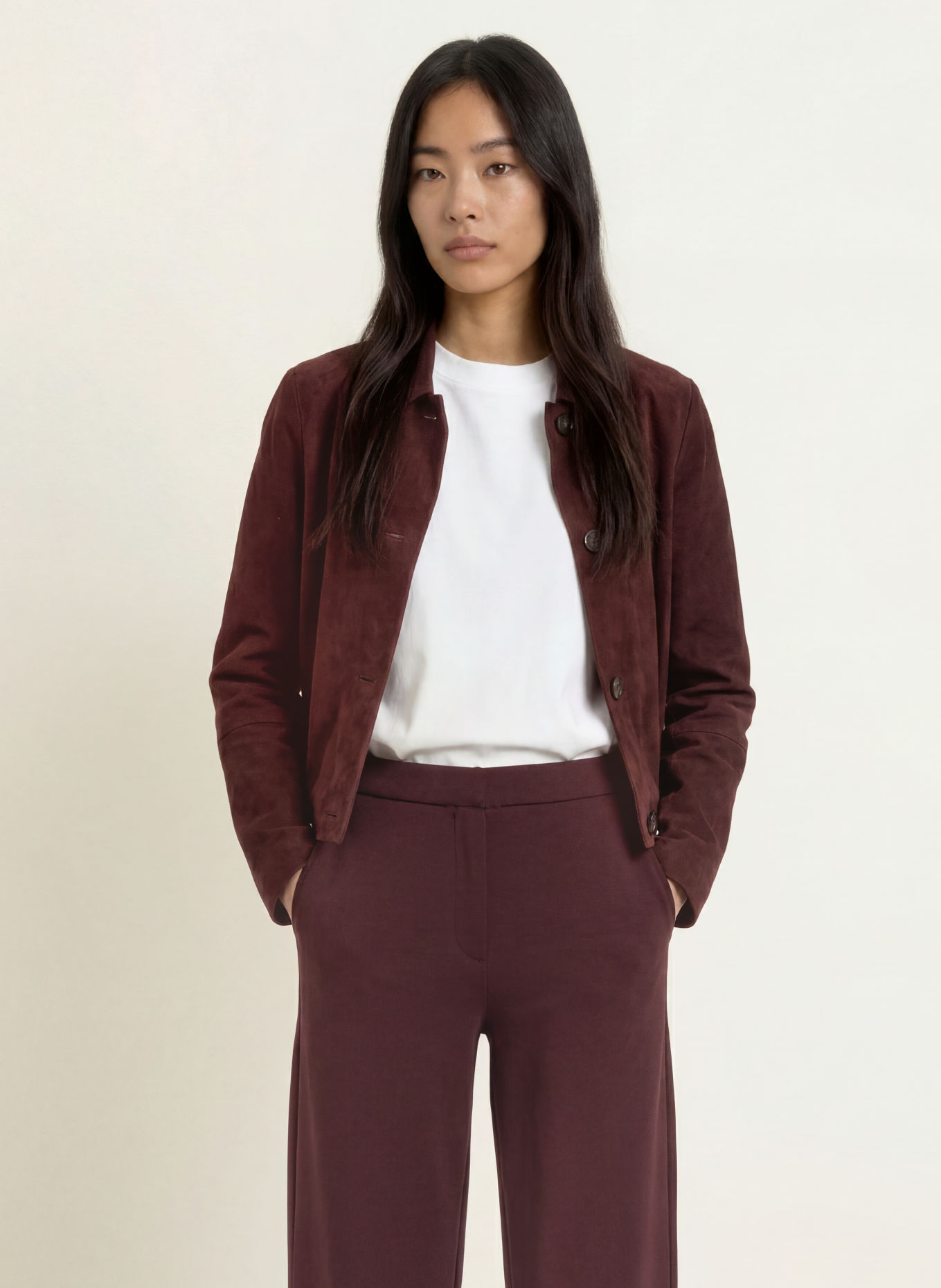 Marc O'Polo Leder-Overshirt: DUNKELROT
