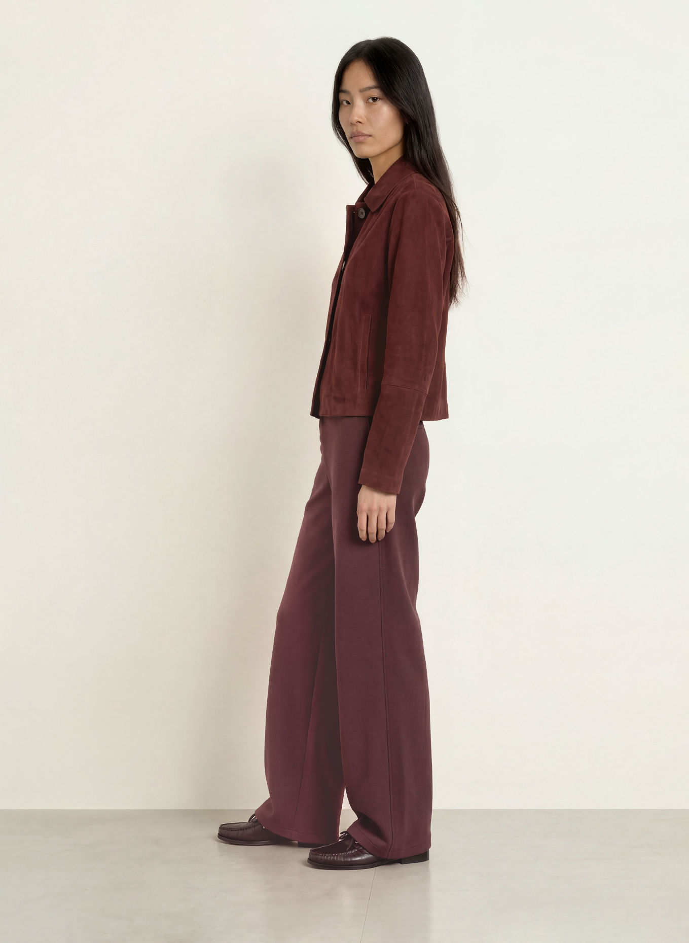 Marc O'Polo Leder-Overshirt: DUNKELROT