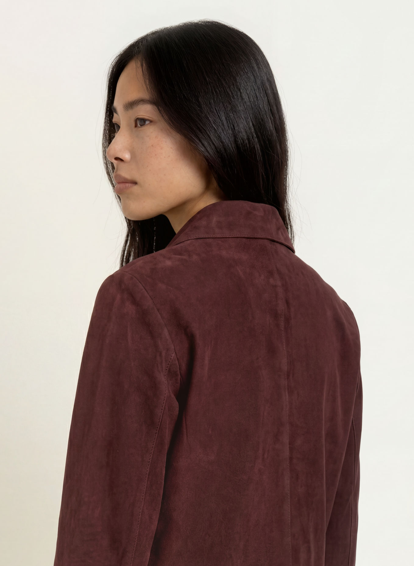 Marc O'Polo Leder-Overshirt: DUNKELROT