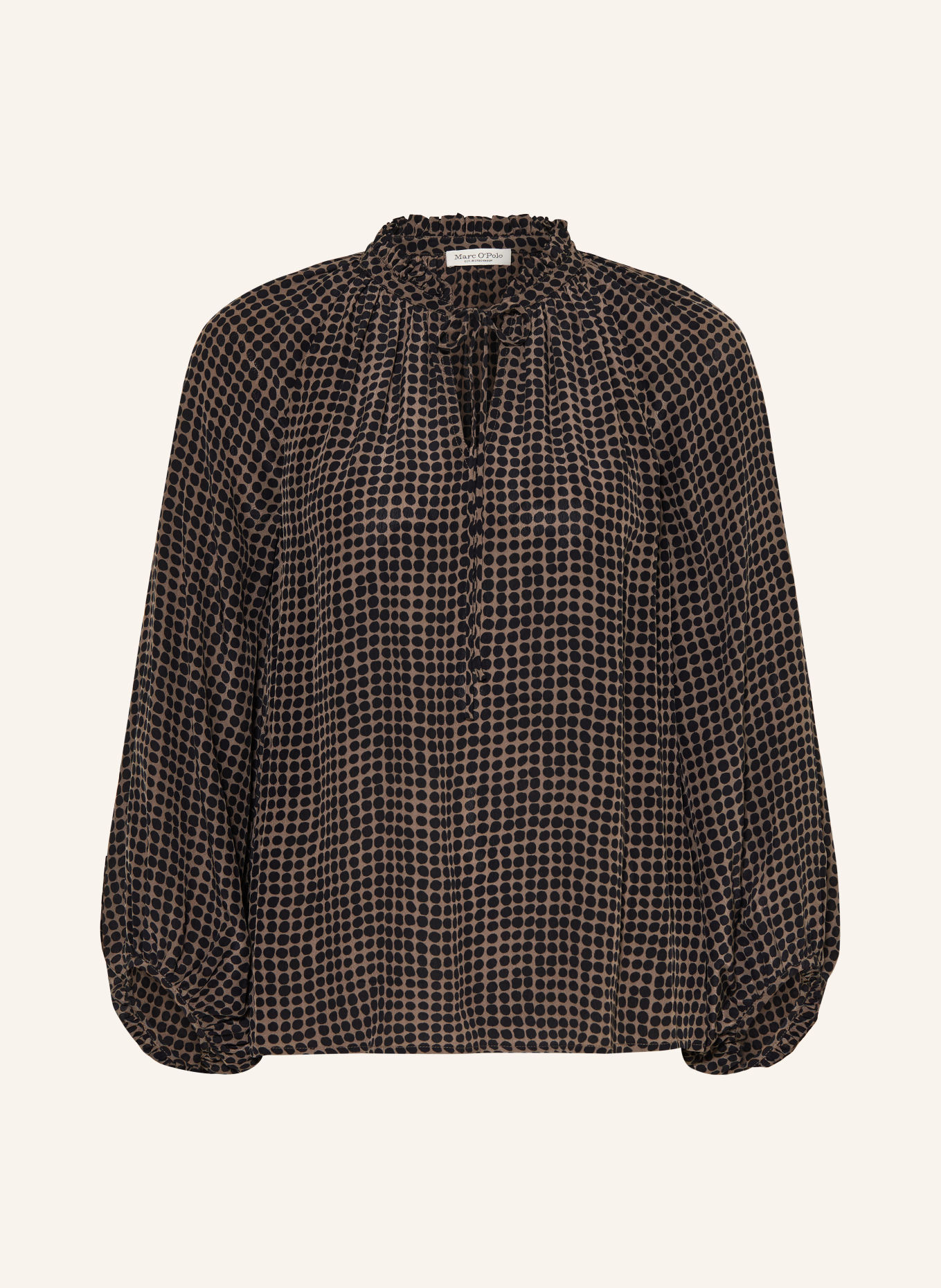Marc O'Polo Blusenshirt mit Rüschen: SCHWARZ / TAUPE