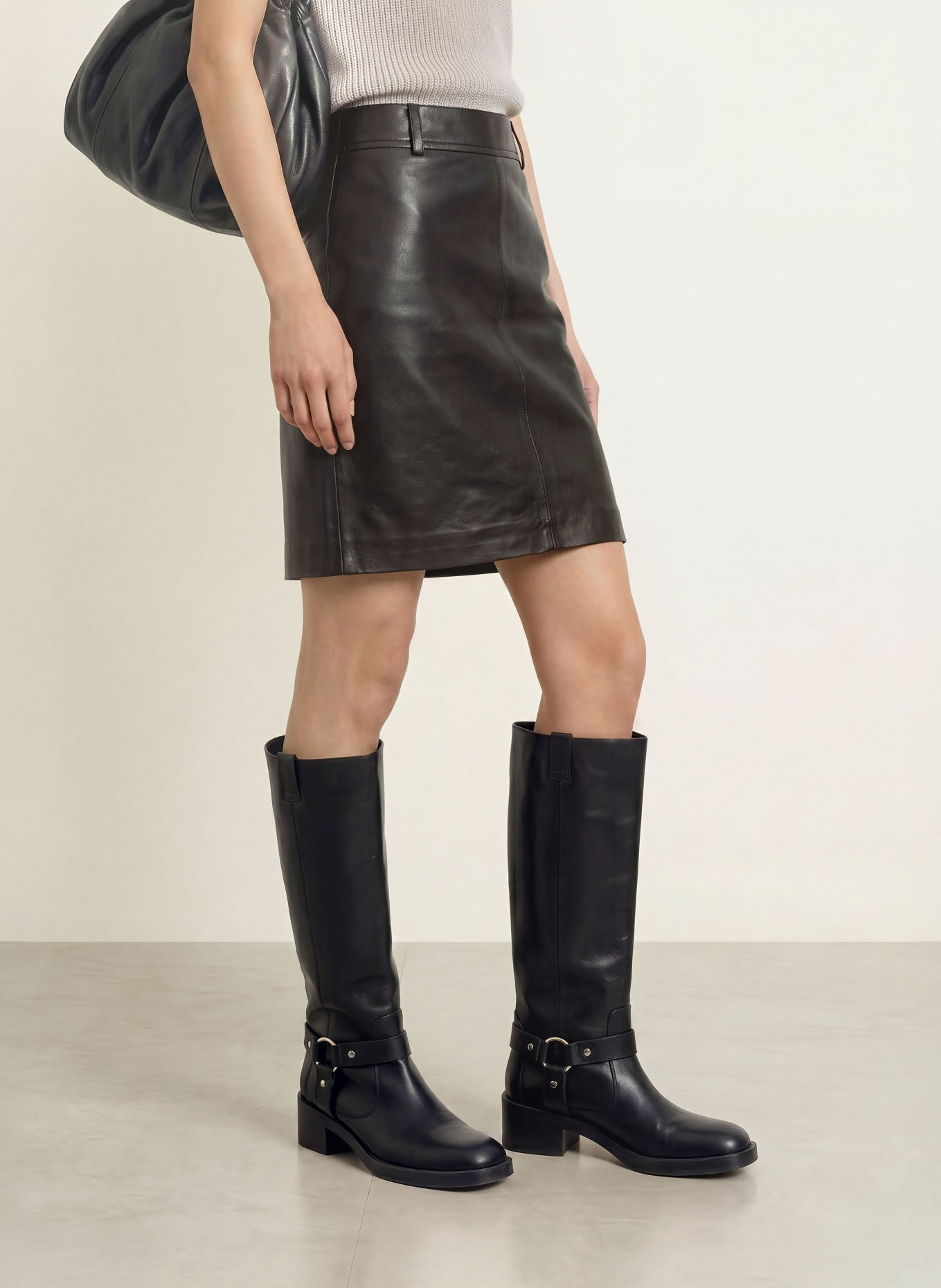 Marc O'Polo Leather skirt: BLACK