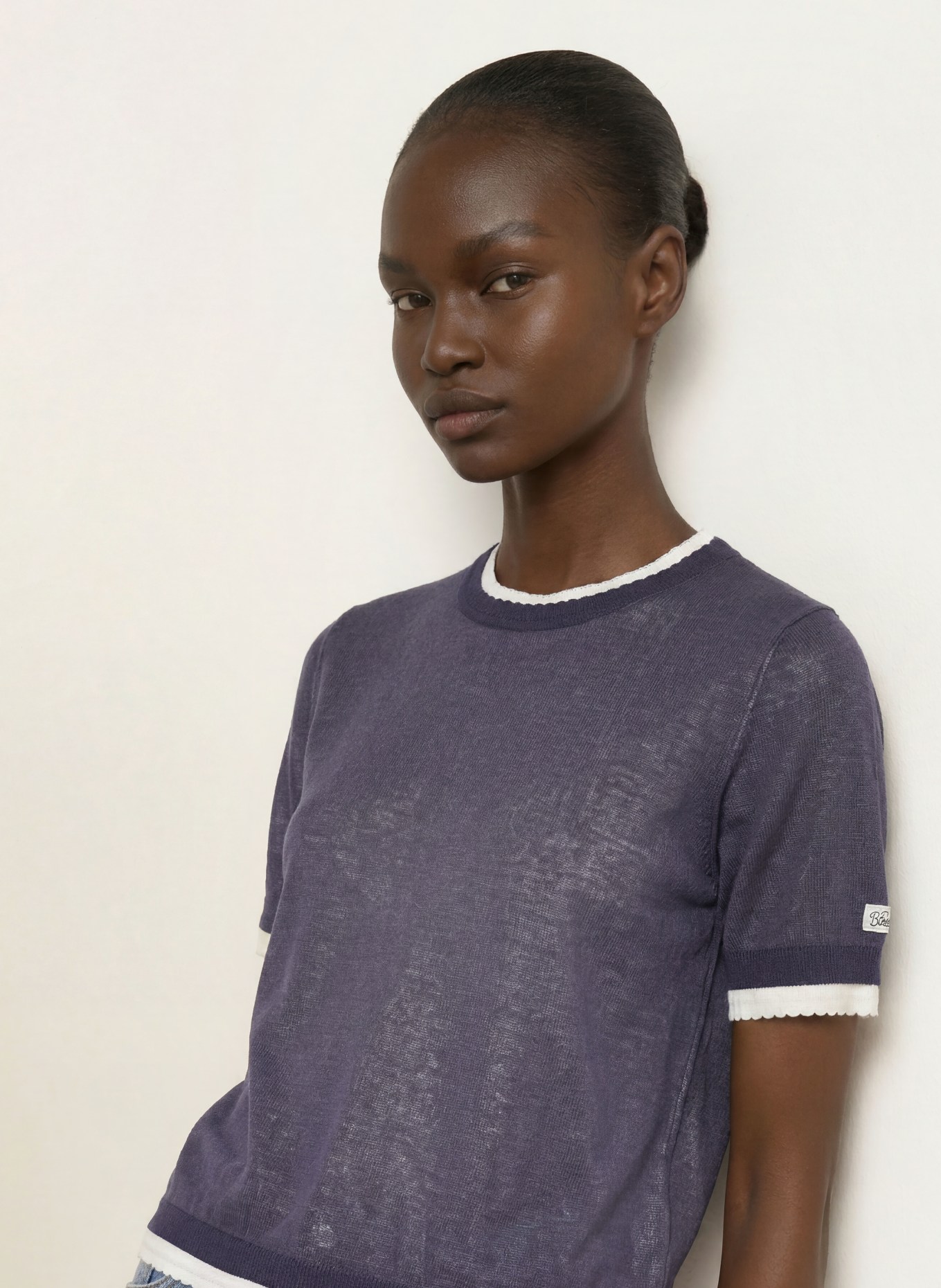 CLAUDIE PIERLOT Strickshirt: BLAU / WEISS