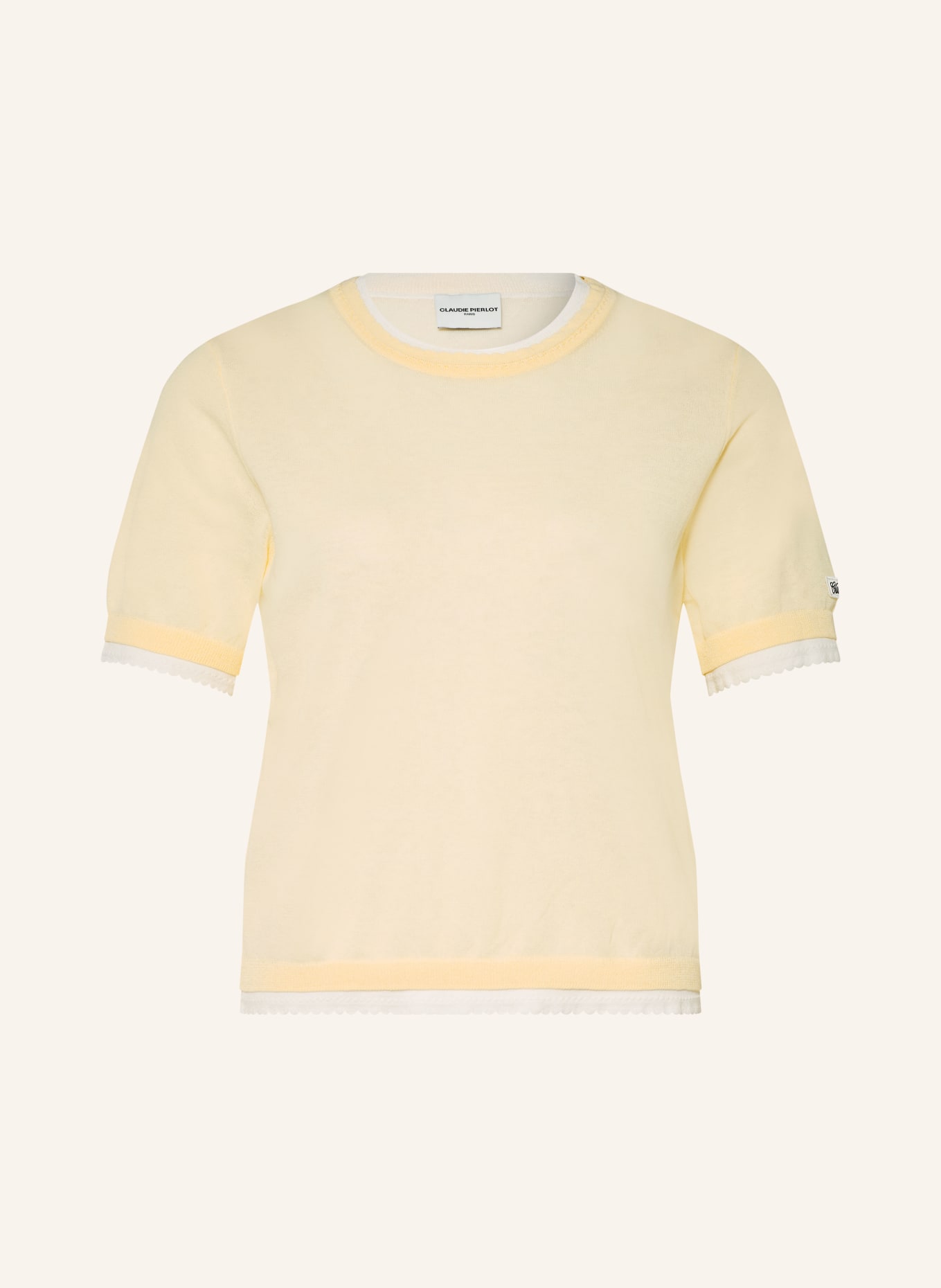 CLAUDIE PIERLOT Strickshirt: HELLGELB / WEISS