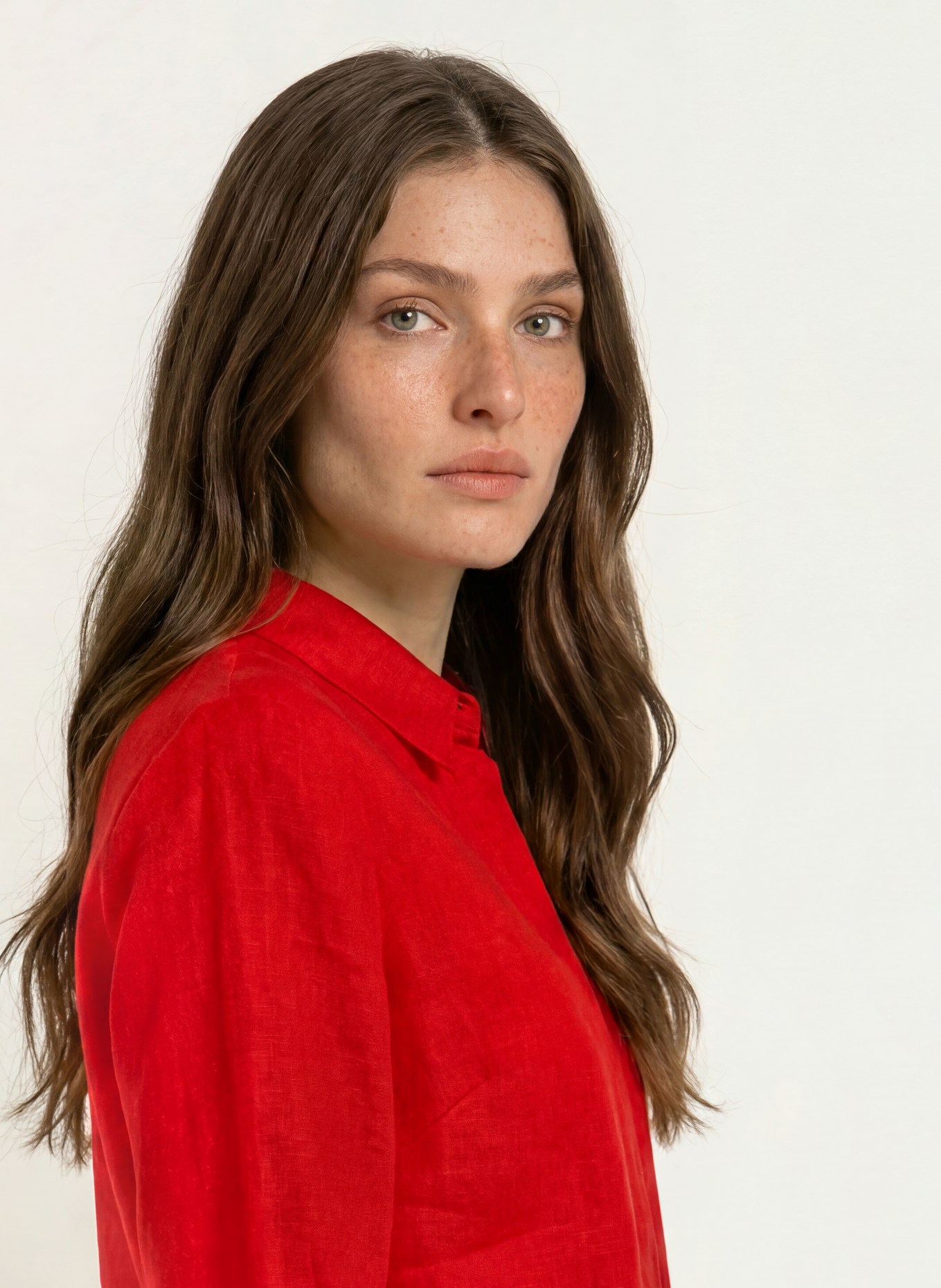 HOBBS NITA linen shirt blouse with 3/4 sleeves: RED