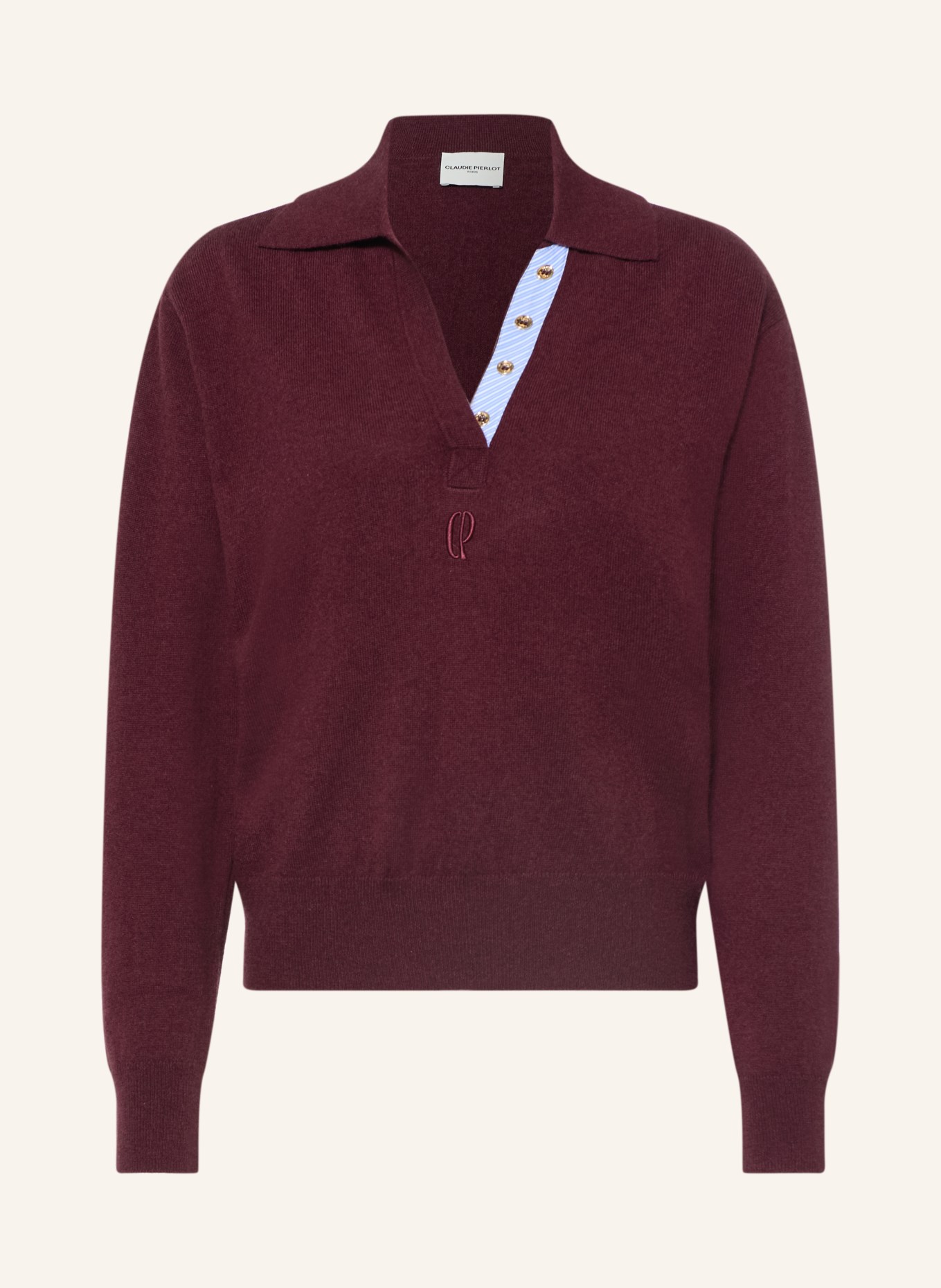 CLAUDIE PIERLOT Sweter: CIEMNOCZERWONY / JASNONIEBIESKI
