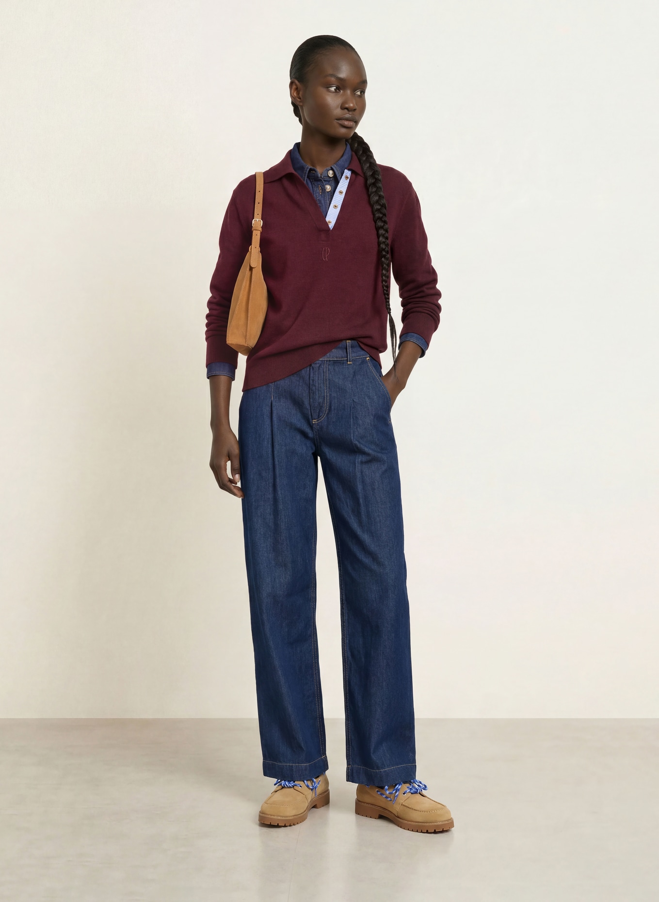 CLAUDIE PIERLOT Sweter: CIEMNOCZERWONY / JASNONIEBIESKI