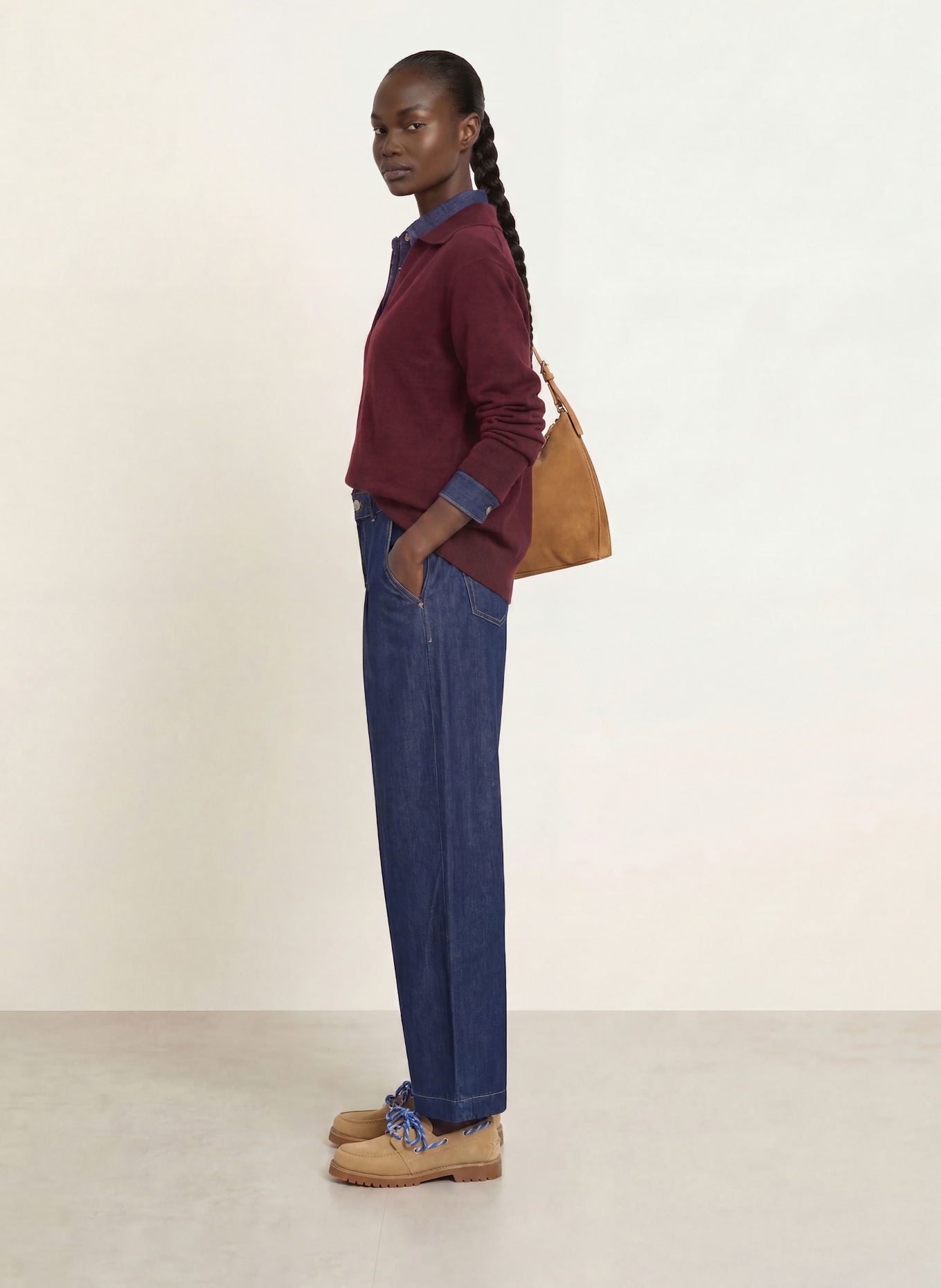 CLAUDIE PIERLOT Sweter: CIEMNOCZERWONY / JASNONIEBIESKI