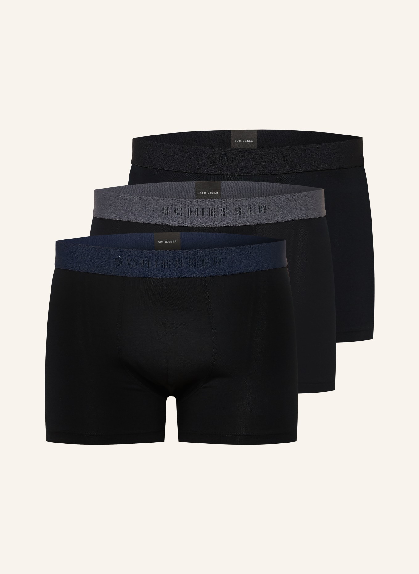 SCHIESSER 3-pack Boxershorts ORGANIC COTTON: DONKERBLAUW