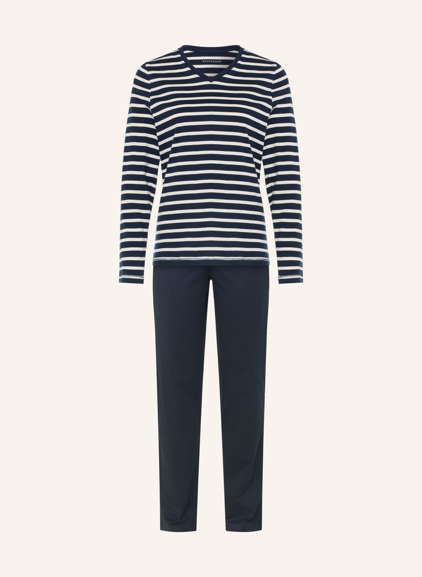 SCHIESSER Schlafanzug CASUAL ESSENTIALS: DUNKELBLAU / WEISS