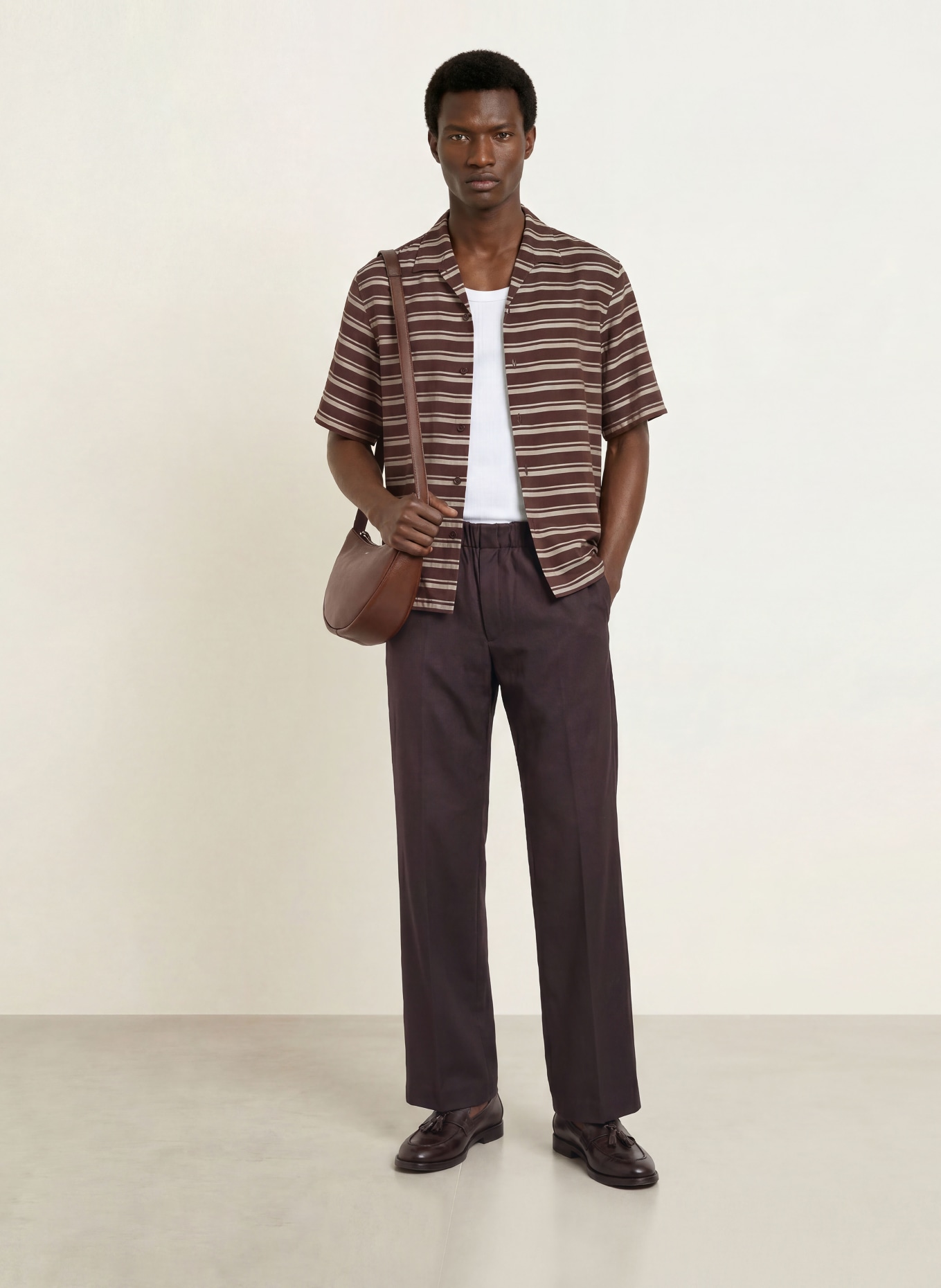 SANDRO Resorthemd Comfort Fit: DUNKELBRAUN / HELLBRAUN