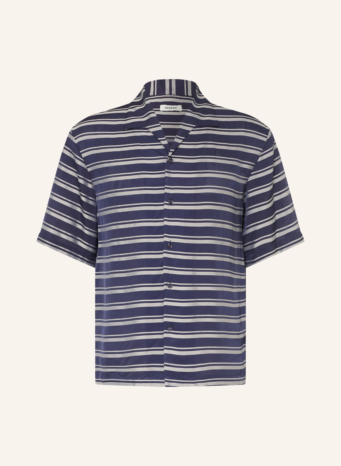 SANDRO Resorthemd Comfort Fit: DUNKELBLAU / SILBER