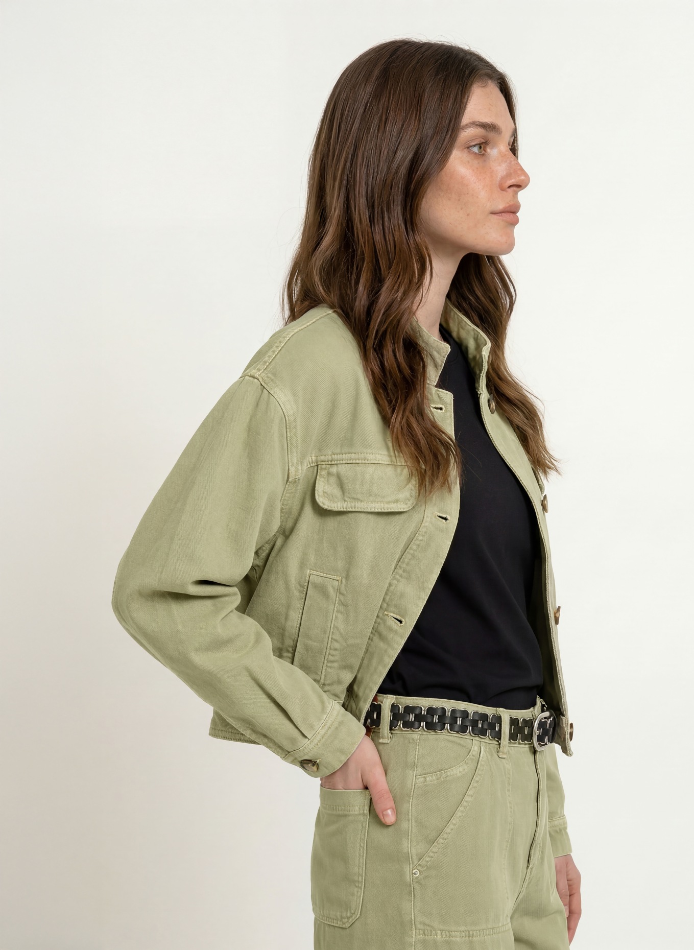 ba&sh Jeansjacke RALLO: GREEN ALMOND